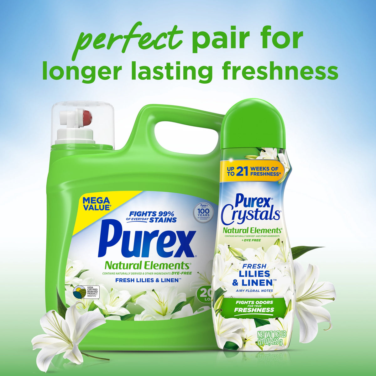 Purex Natural Elements Fresh Lilies & Linen Liquid Laundry Detergent 225 fl oz 200 Loads