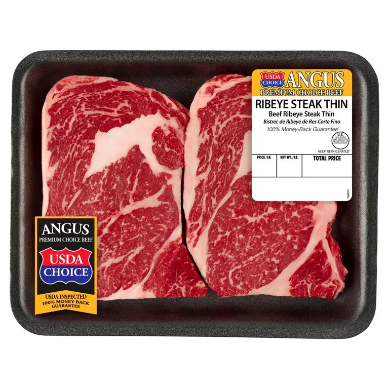 I Thin Ribeye Steak Choice Angus Beef, 2 Per Tray, 0.43 - 1.85 lb