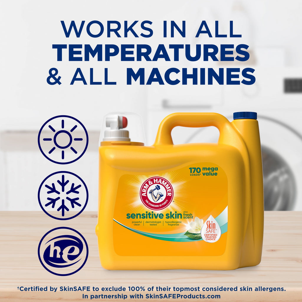 ARM & HAMMER Sensitive Skin Plus Fresh Scent Liquid Laundry Detergent 170 fl oz 170 Loads