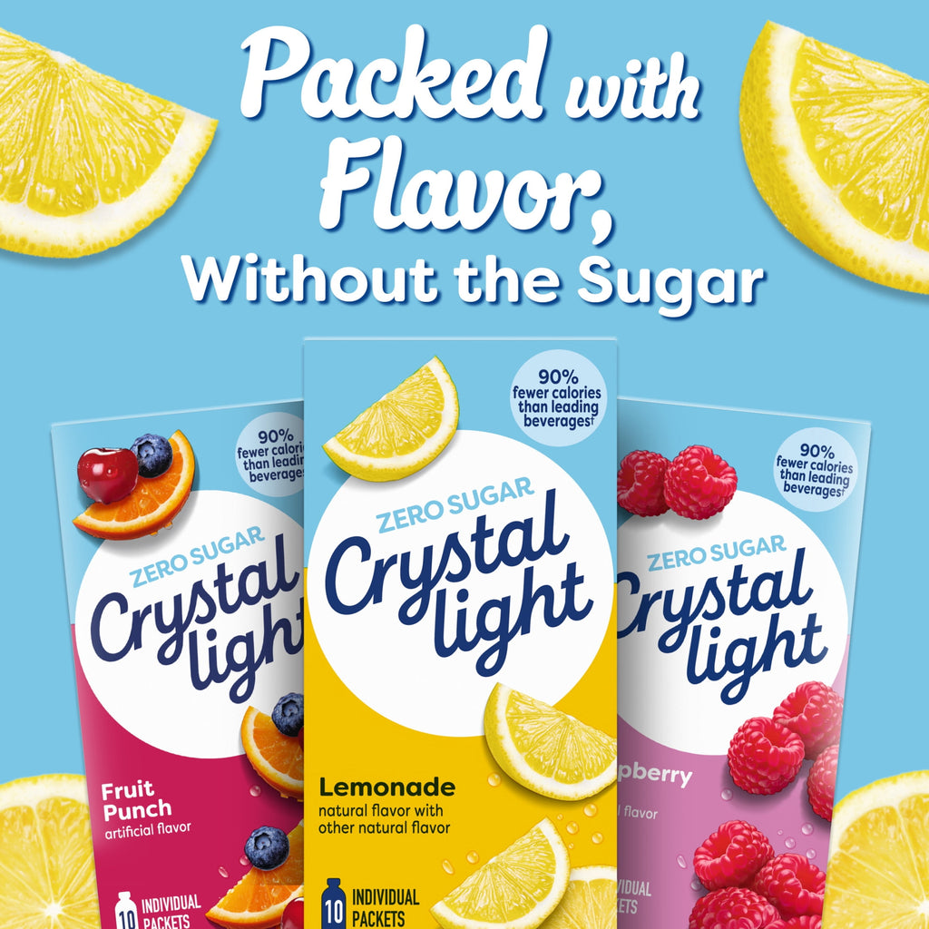 Crystal Light On The Go Naturally Decaffeinated Zero Sugar Lemonade Drink Mix 1.4 oz 10 Count
