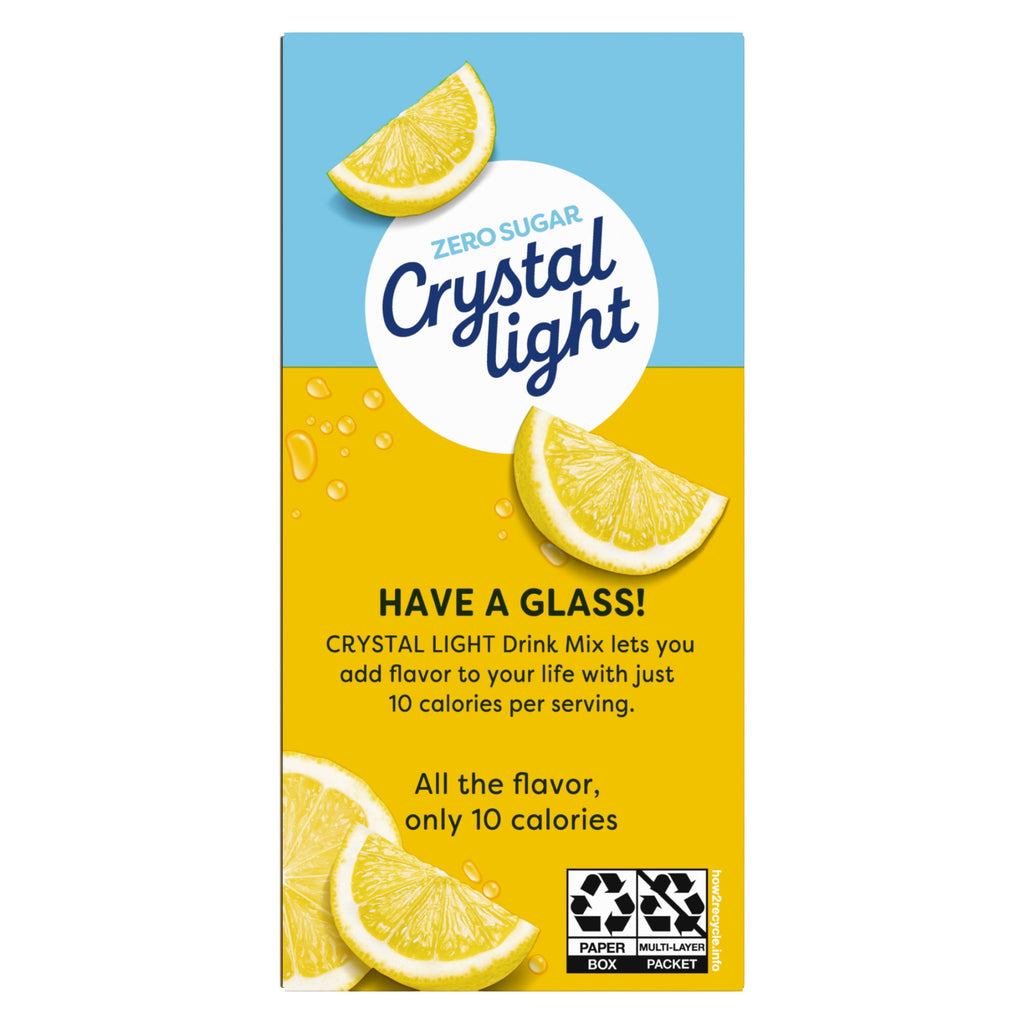 Crystal Light On The Go Naturally Decaffeinated Zero Sugar Lemonade Drink Mix 1.4 oz 10 Count