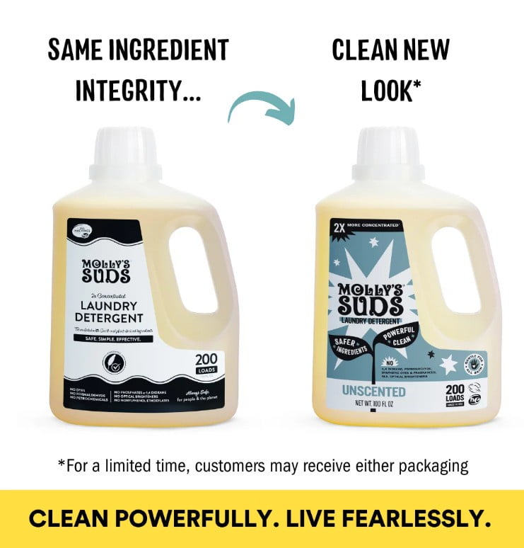 Molly's Suds 2x Concentrated Liquid Laundry Detergent Sensitive Skin Unscented 46 fl oz 90 Loads