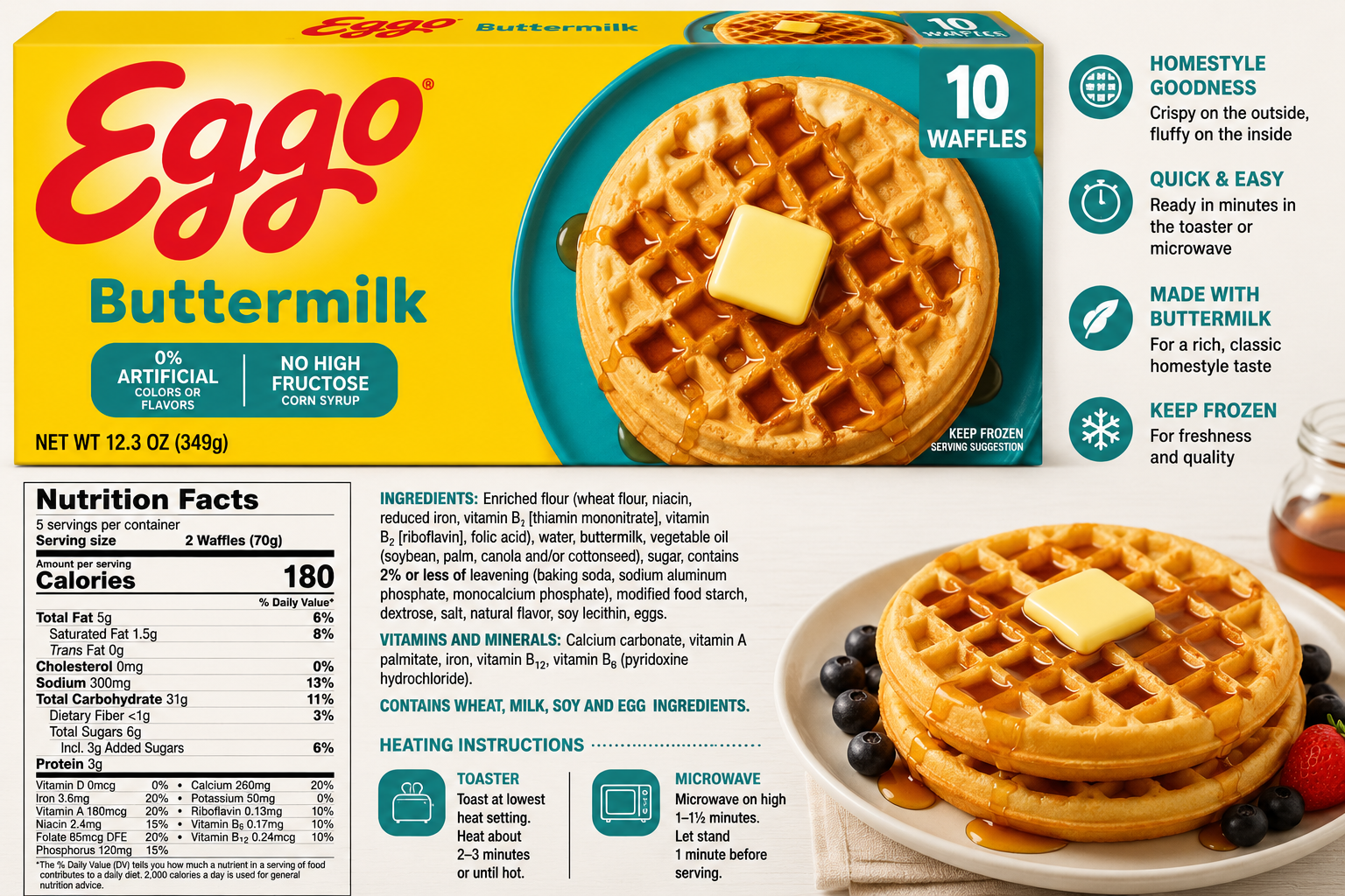 Eggo Buttermilk Waffles, 10 Count