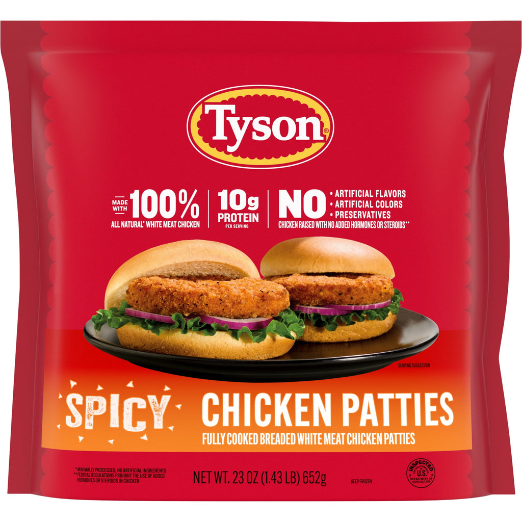 Tyson White Meat Spicy Breaded Chicken Patties 23 Oz Frozen