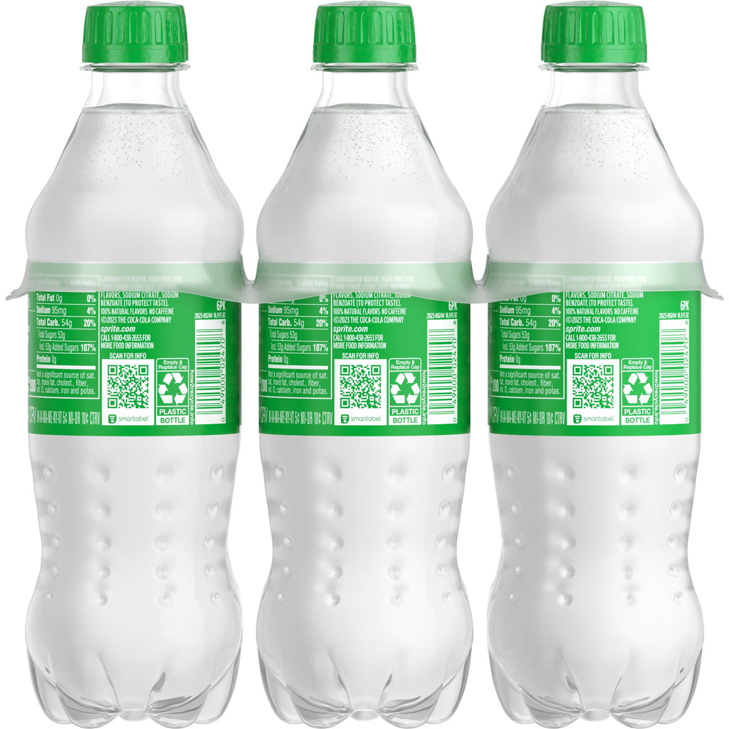 Sprite Lemon-Lime Caffeine Free Soda Pop Bottles 16.9 Fl Oz 6 Pack