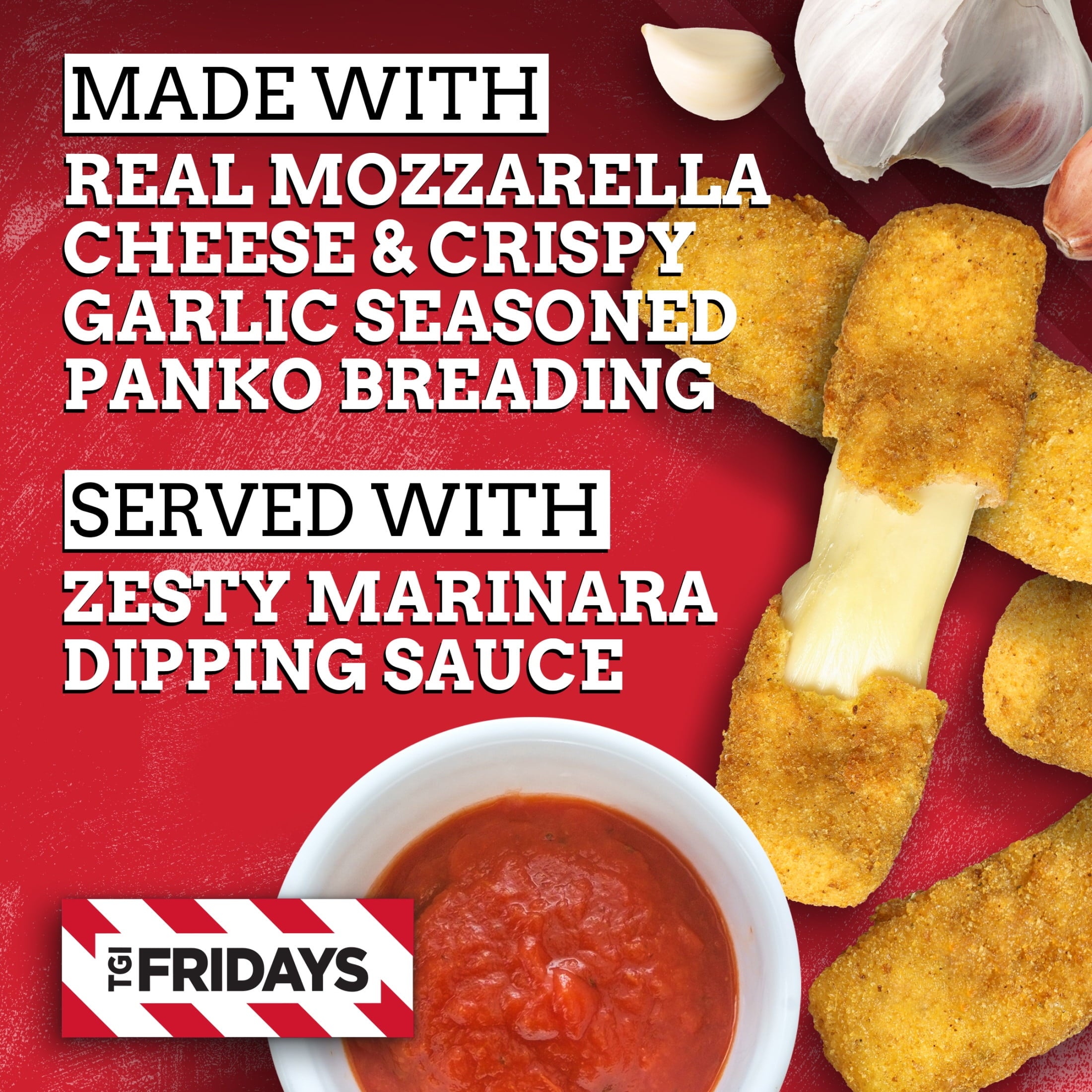 TGI Fridays Mozzarella Sticks Value Size Frozen Snacks with Marinara Sauce 30 Oz