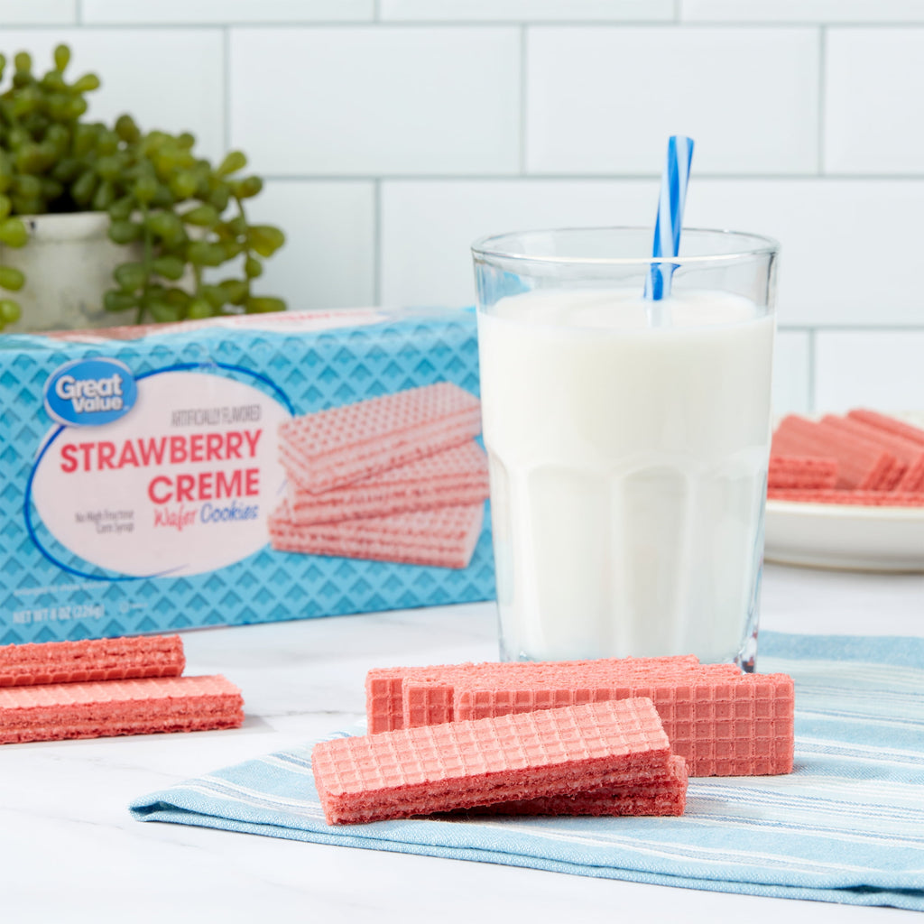 Strawberry Creme Wafer Cookies 8 Oz 1 Count Great Value