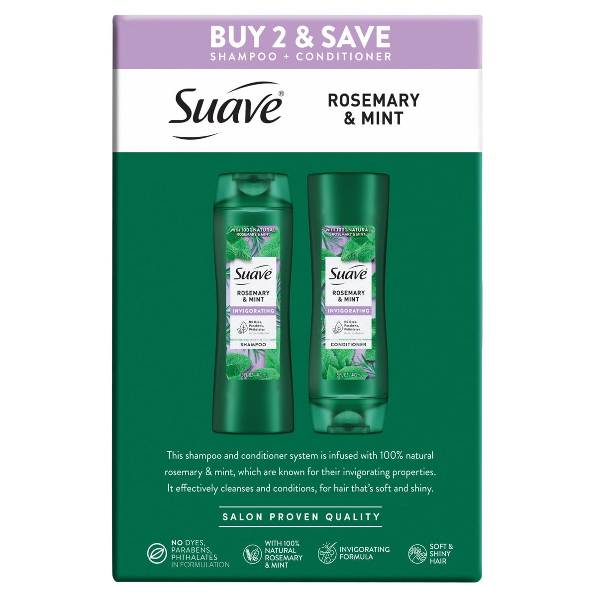 Suave Rosemary & Mint Invigorating Shampoo & Conditioner Set 30 fl oz