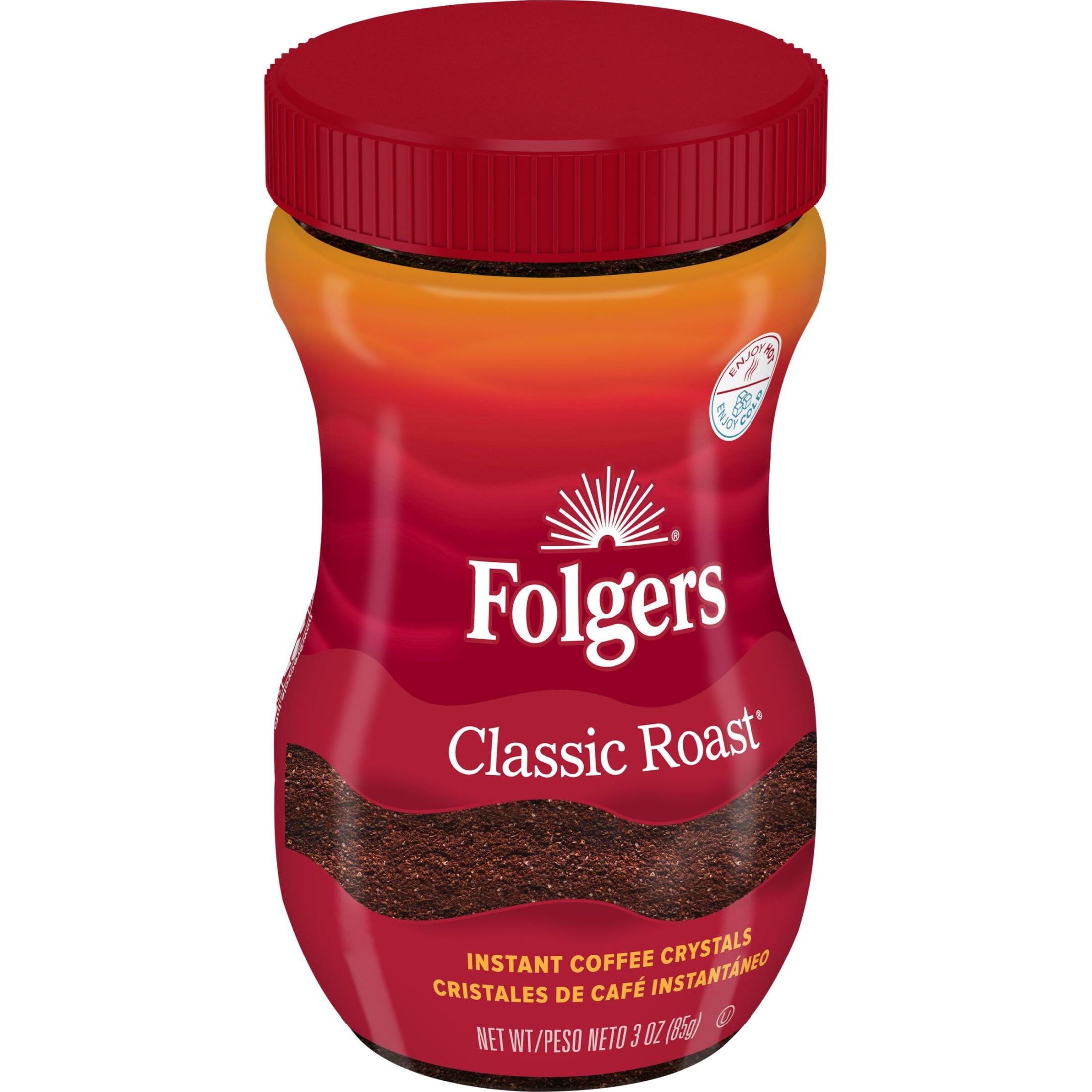 Folgers Classic Roast Naturally Caffeinated Medium Instant Coffee 3 oz Jar