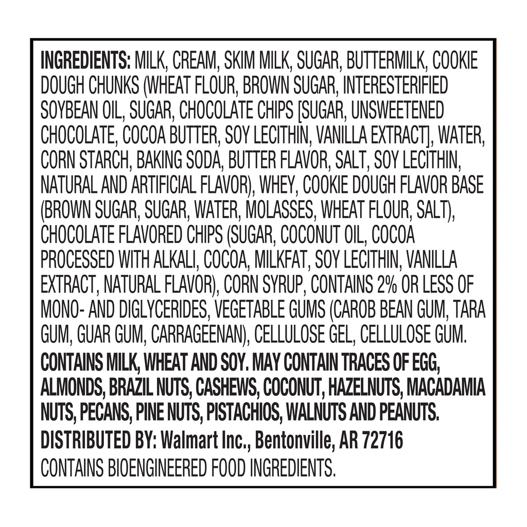 Great Value Chocolate Chip Cookie Dough Ice Cream 48 Fl Oz