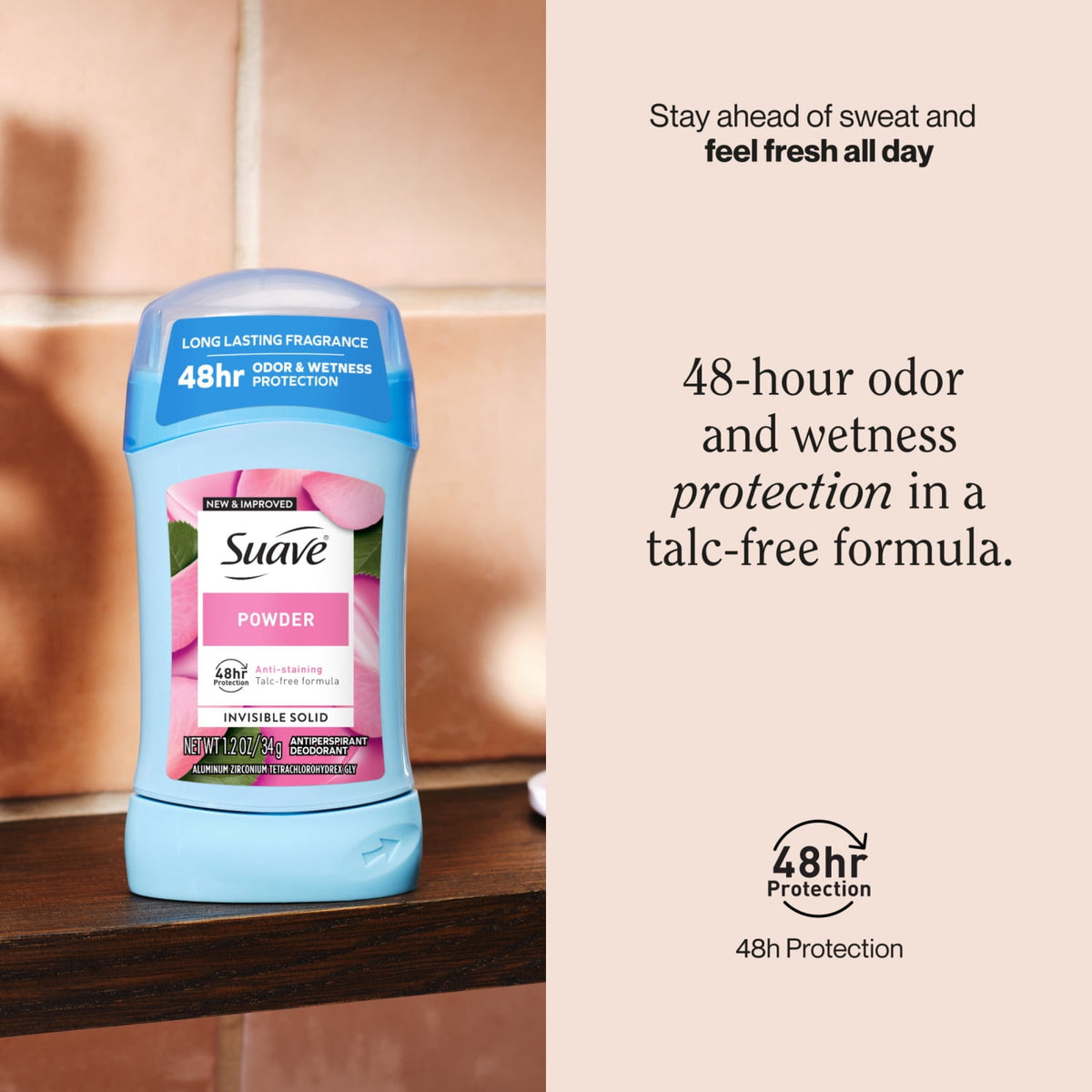 Suave Women Antiperspirant Deodorant Powder 48-Hour Protection 1.2 oz