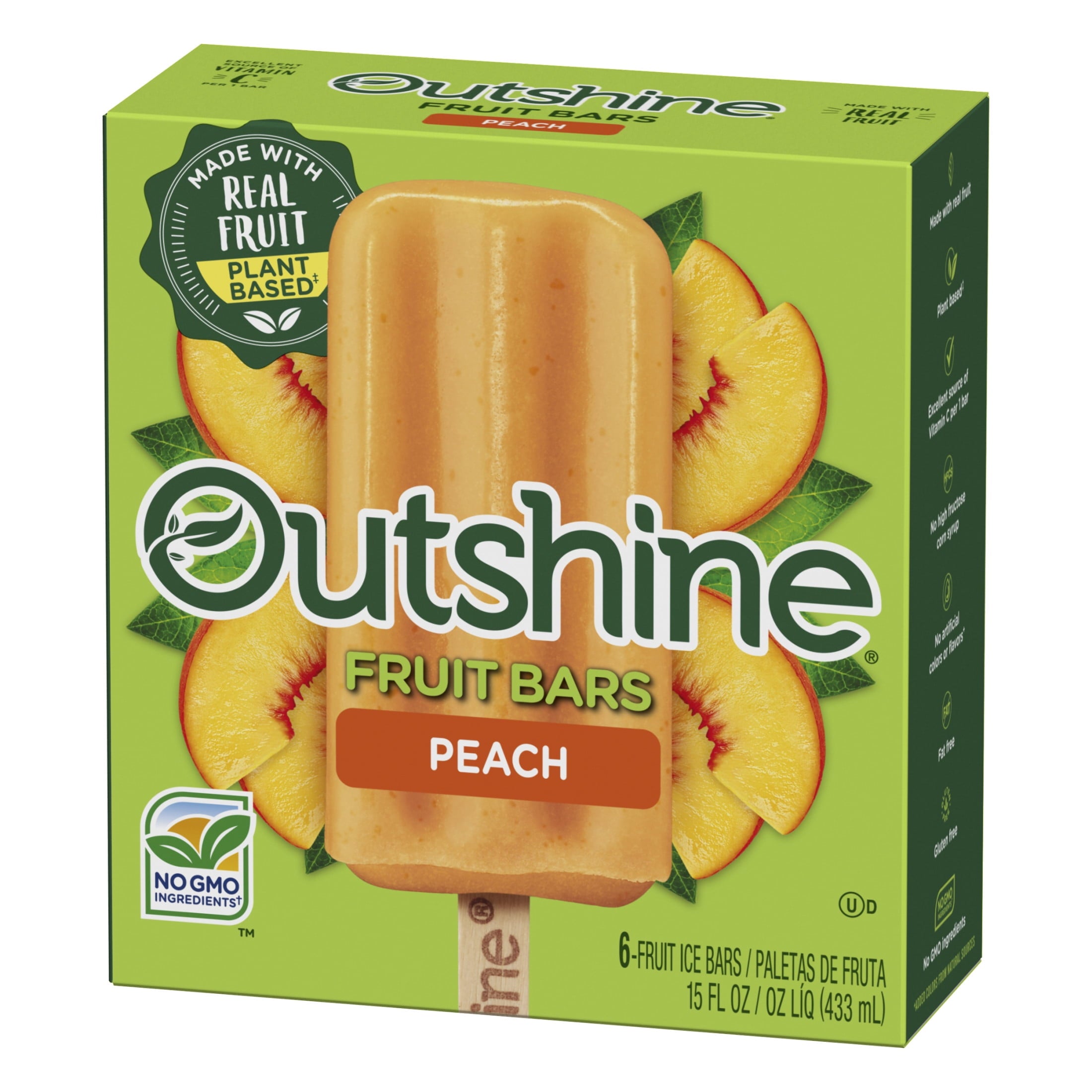 Outshine Peach Frozen Fruit Bars 6 Count 15 Fl Oz