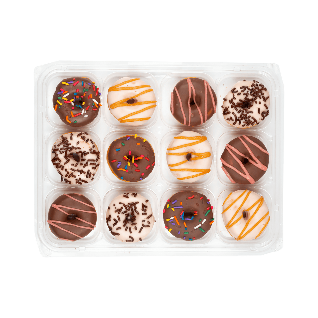 Vanilla and Chocolate Iced Mini Donuts 8 Oz 12 Count Freshness Guaranteed