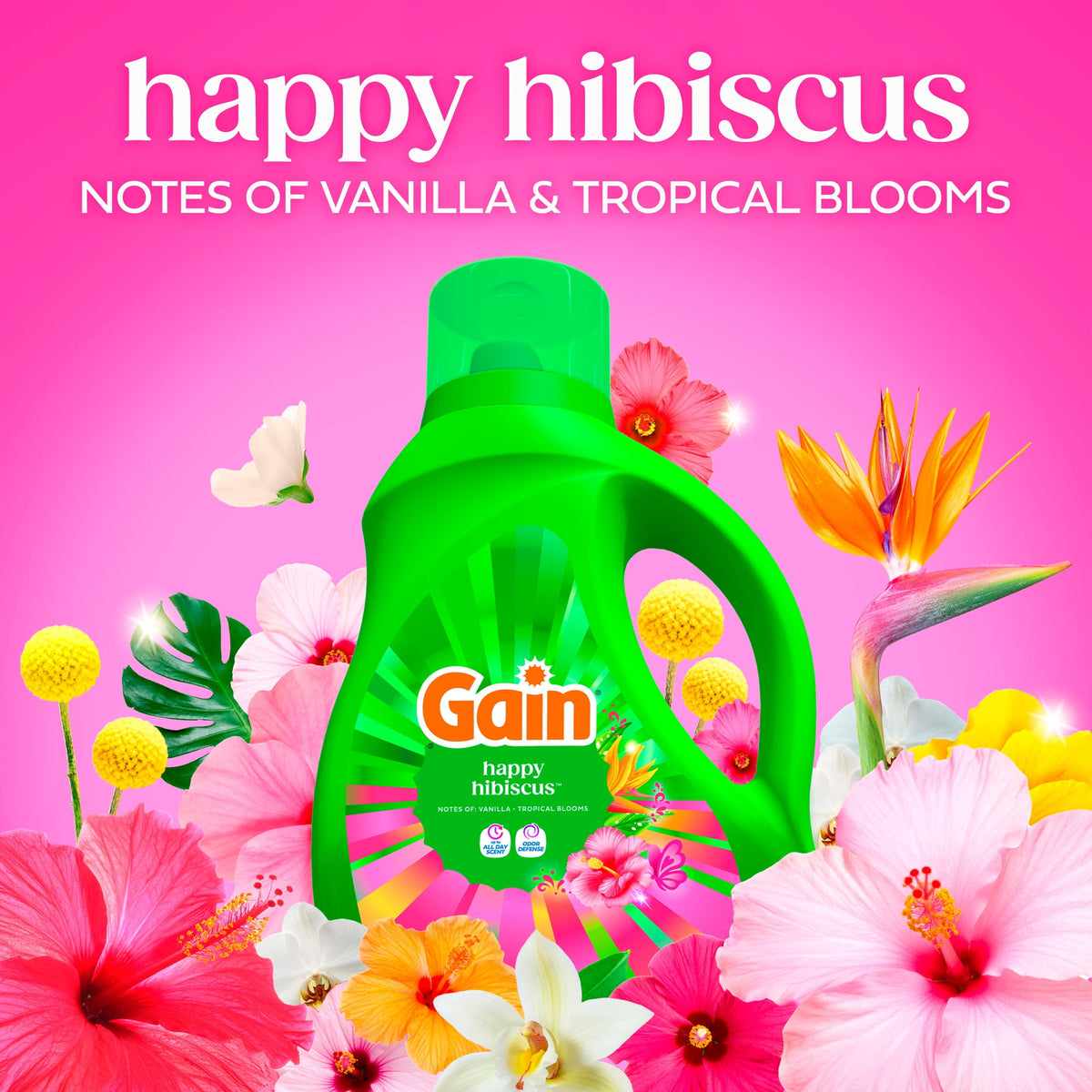 Gain Liquid Laundry Detergent Happy Hibiscus Scent 81 fl oz 61 Loads