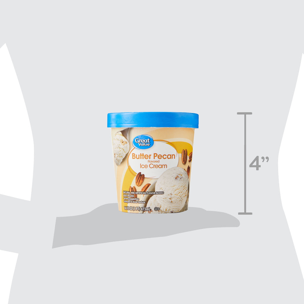 Great Value Butter Pecan Flavored Ice Cream 16 Fl Oz