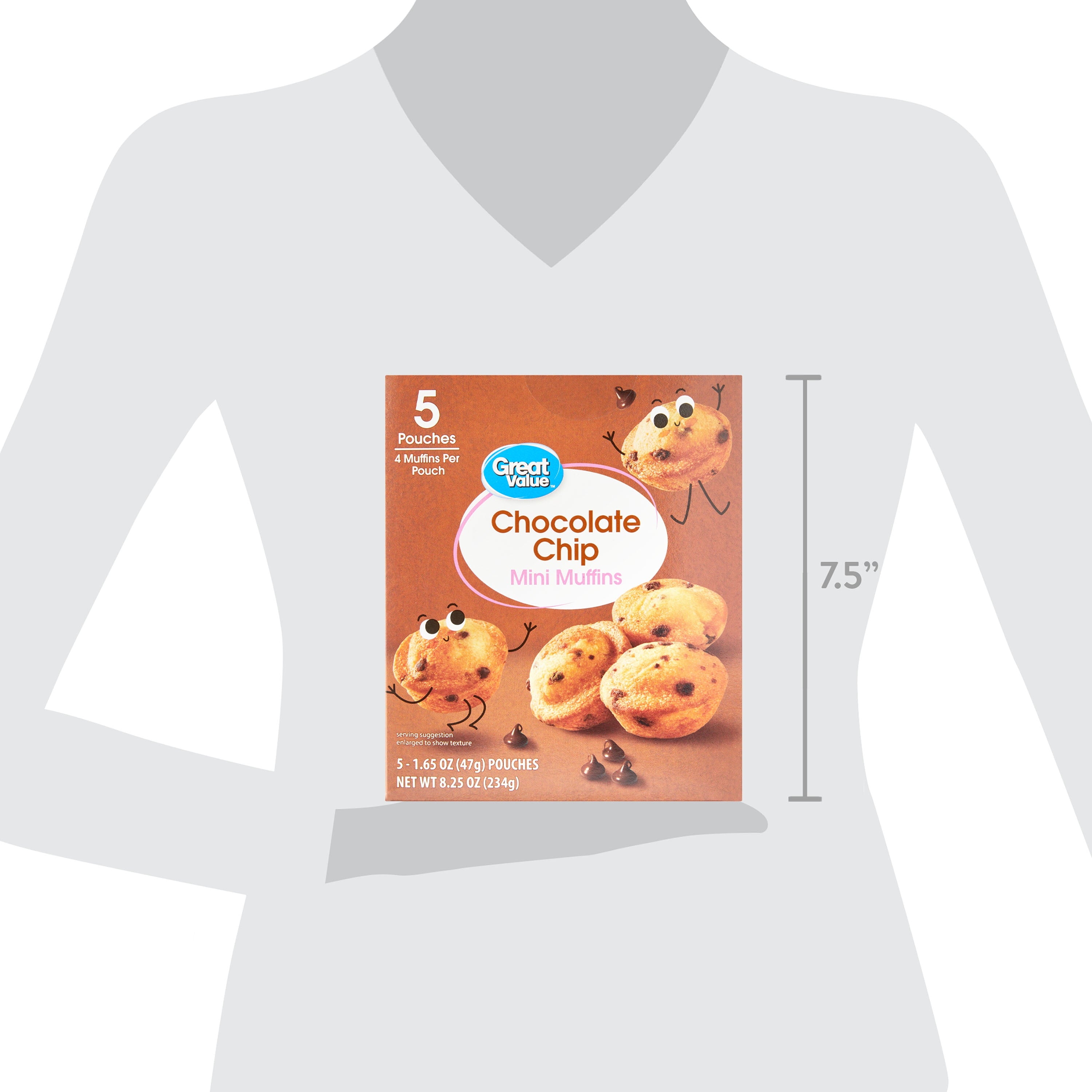 Chocolate Chip Mini Muffins 8.25 Oz 5 Count Great Value