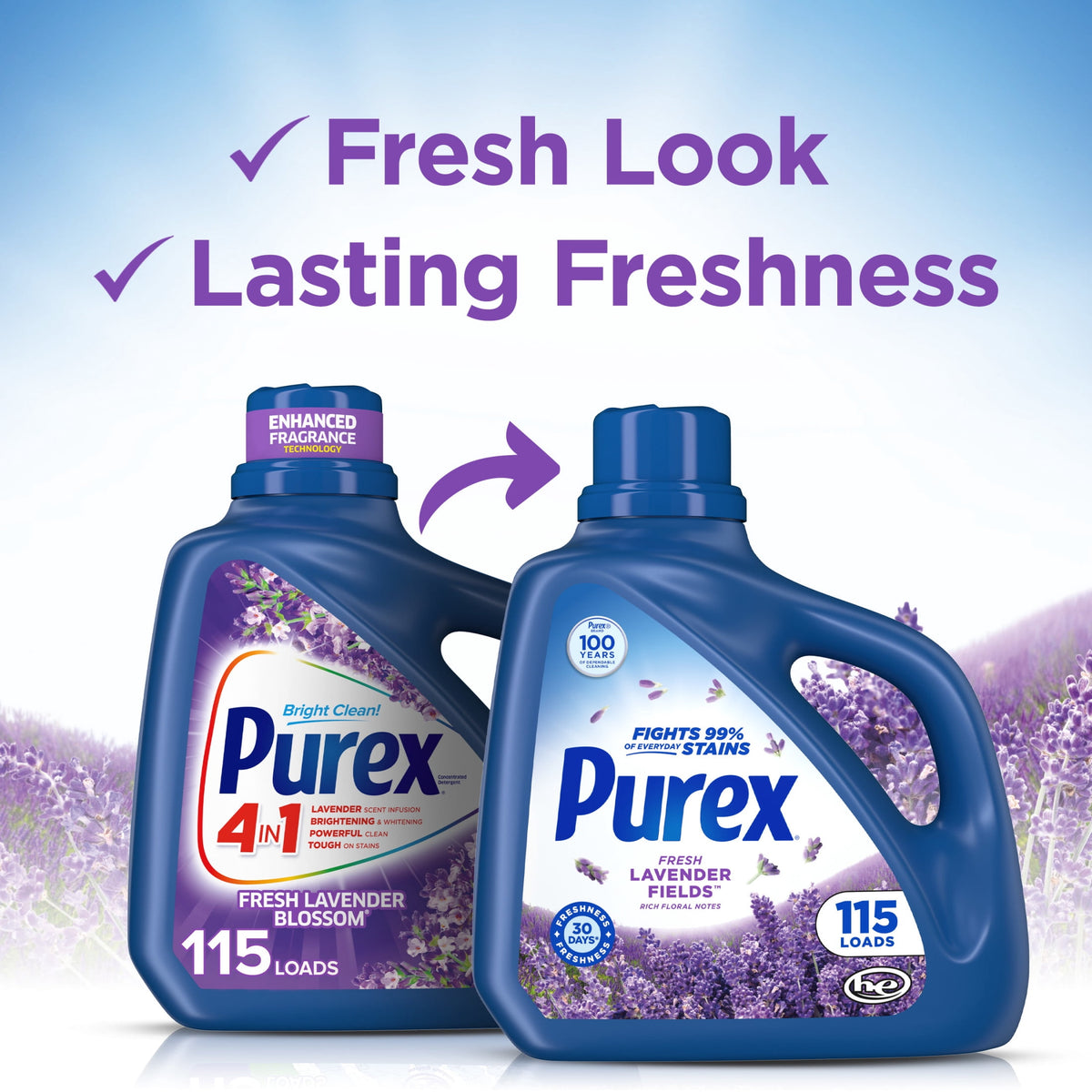 Purex Fresh Lavender Fields Liquid Laundry Detergent 150 fl oz 115 Loads