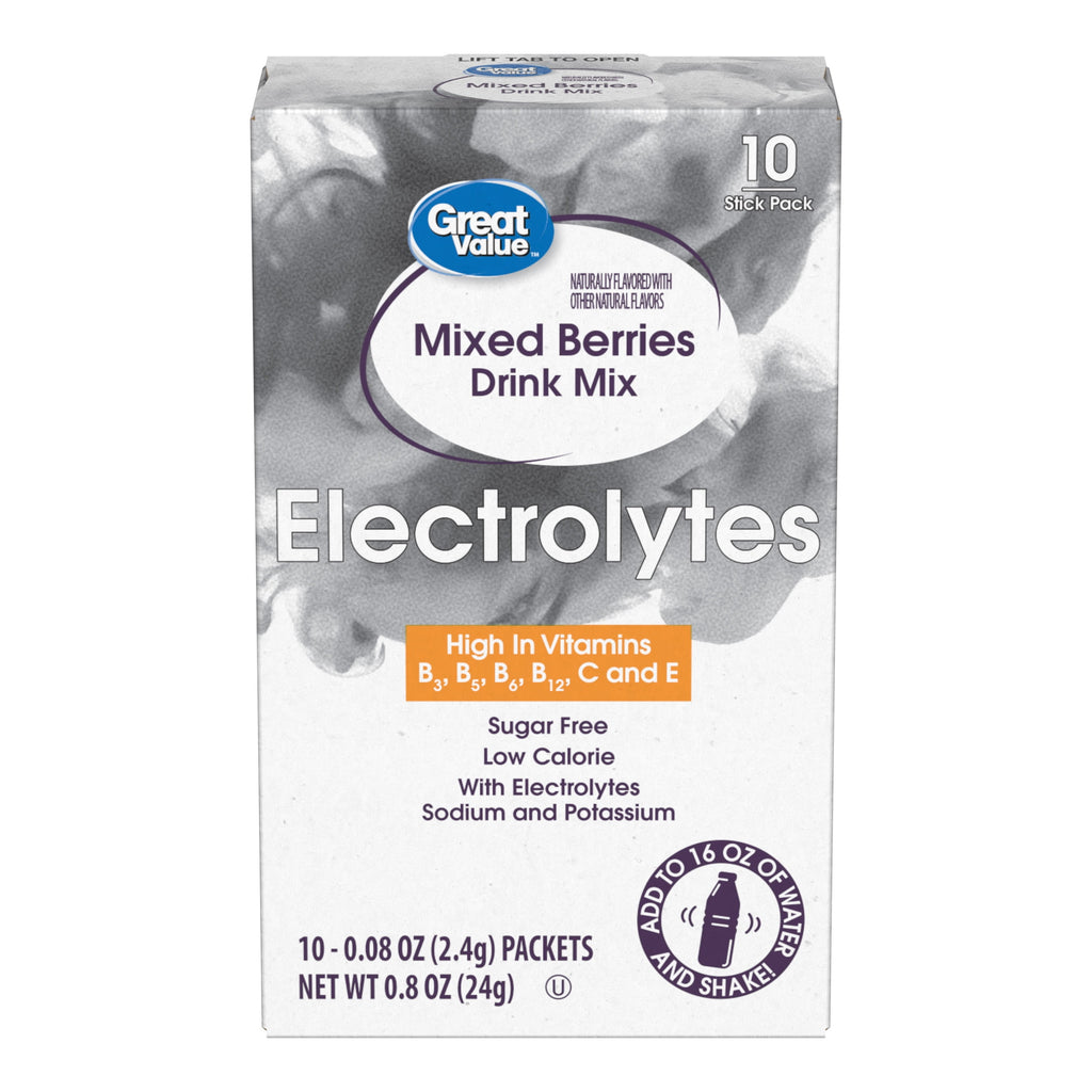 Great Value Sugar-Free Electrolyte Mixed Berries Liquid Drink Mix 0.85 oz 10 Count