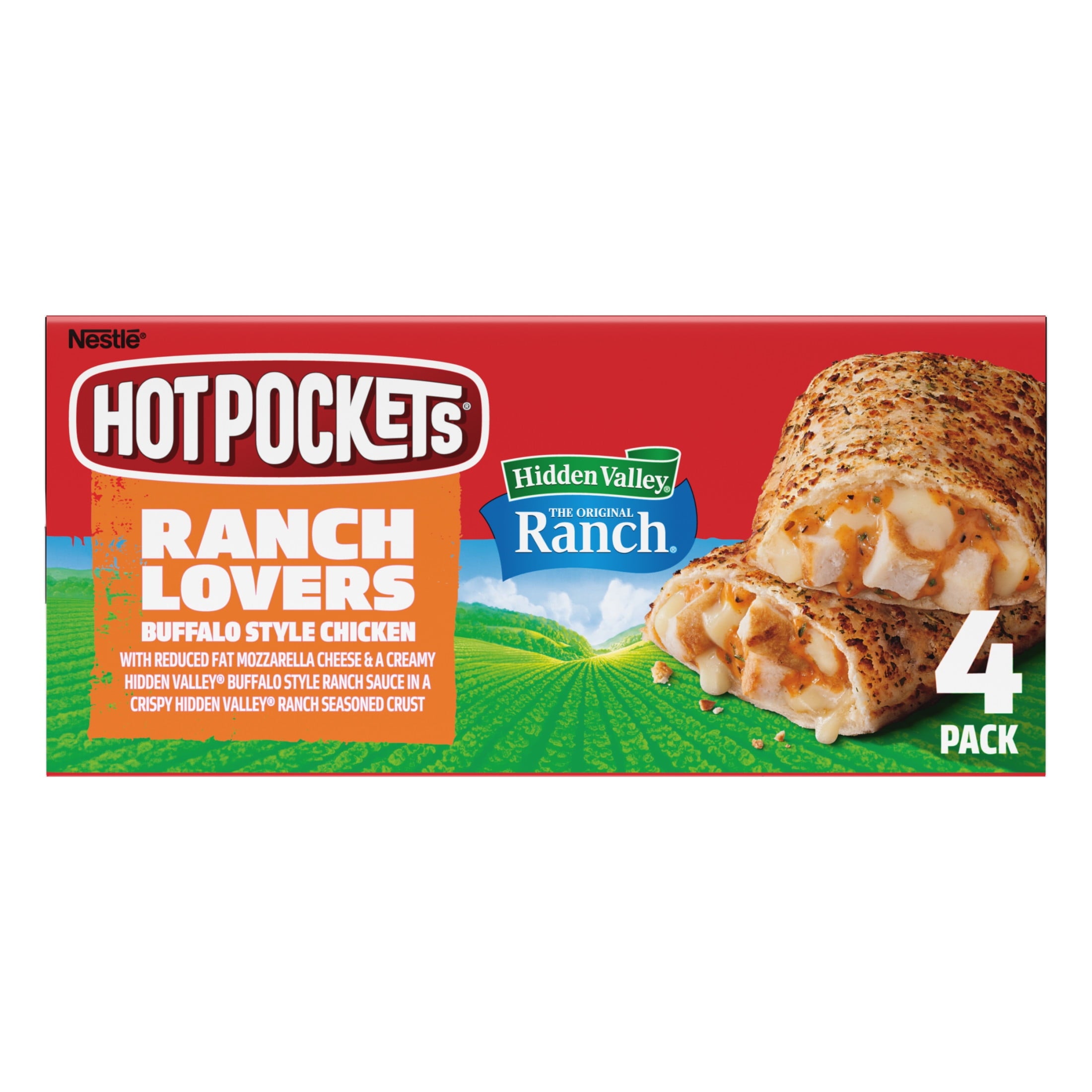 Hot Pockets Ranch Lovers Buffalo Style Chicken Hidden Valley Ranch Frozen Sandwich 4 Count 17 Oz