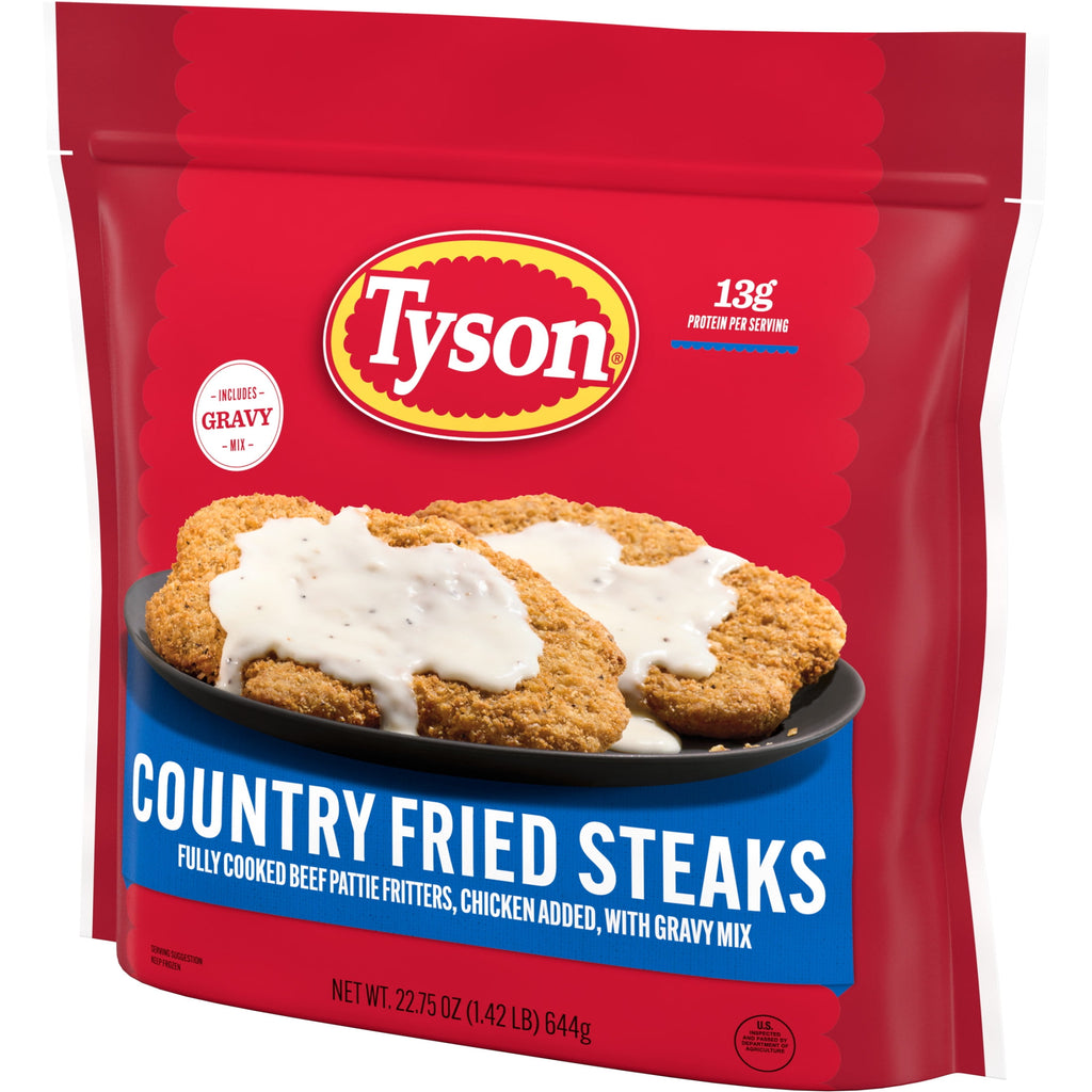 Tyson Country Fried Steaks with Gravy Mix Frozen 22.75 Oz 13g Protein