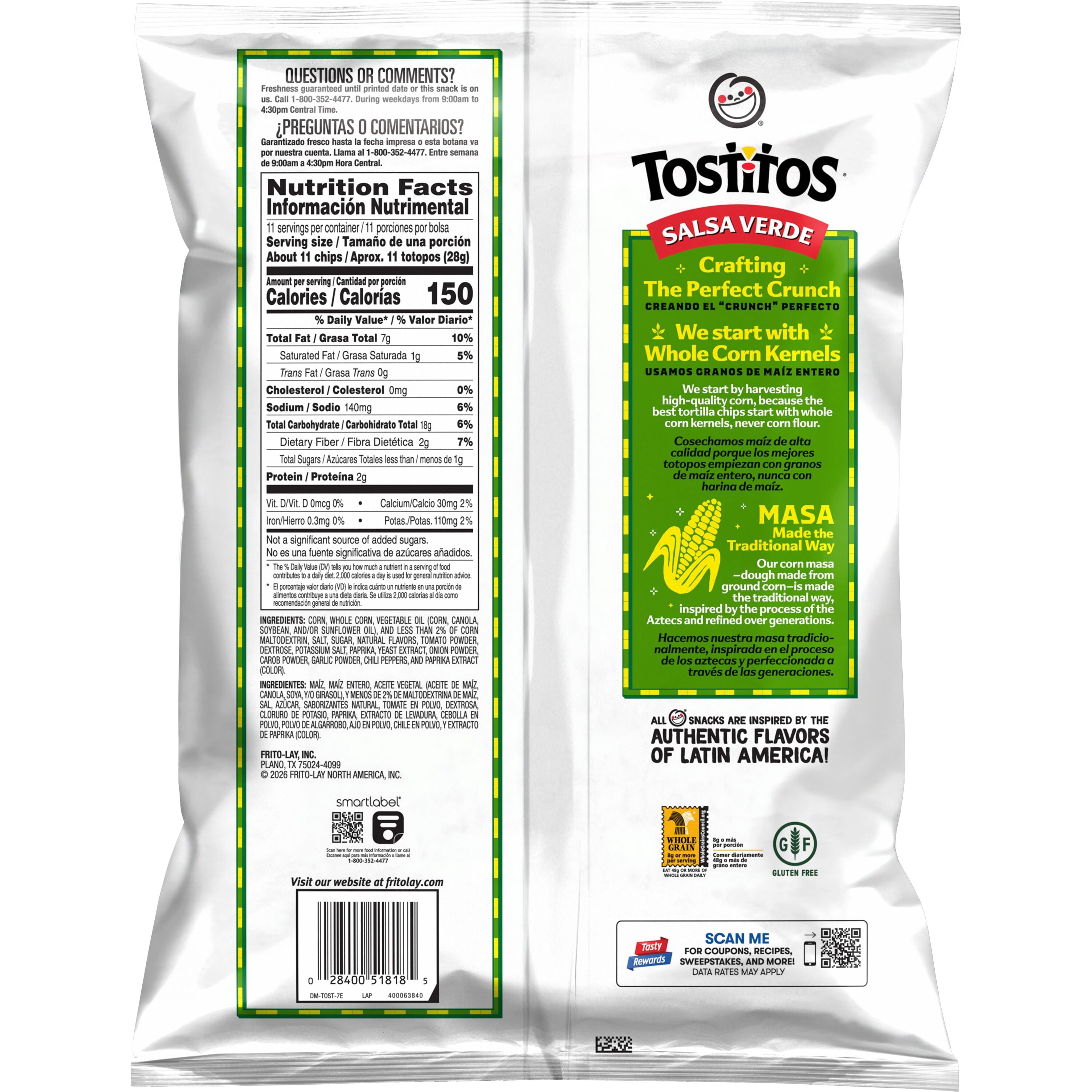 Salsa Verde Flavored Tortilla Chips 11 Oz Tostitos