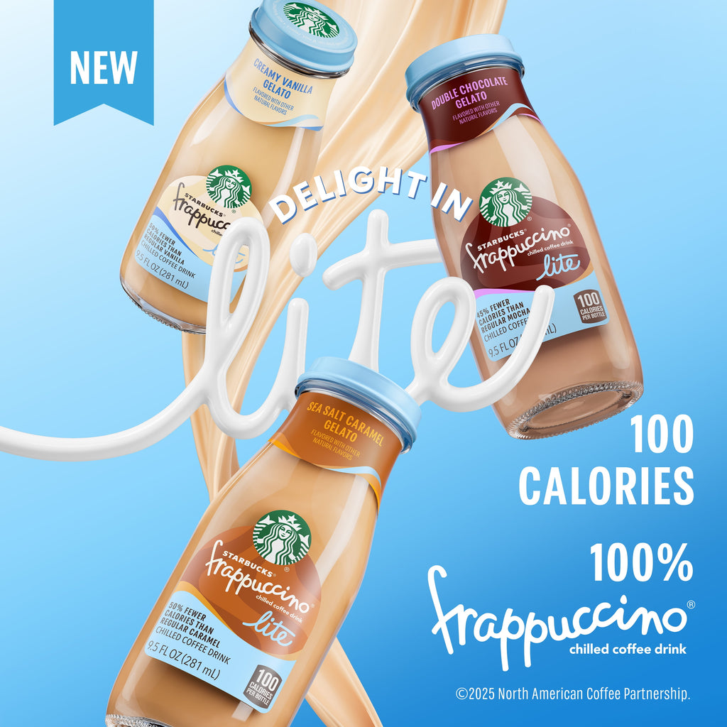 Starbucks Naturally Caffeinated Medium Roast Frappuccino Lite Gelato Caramel Iced Coffee 9.5 fl oz Bottle