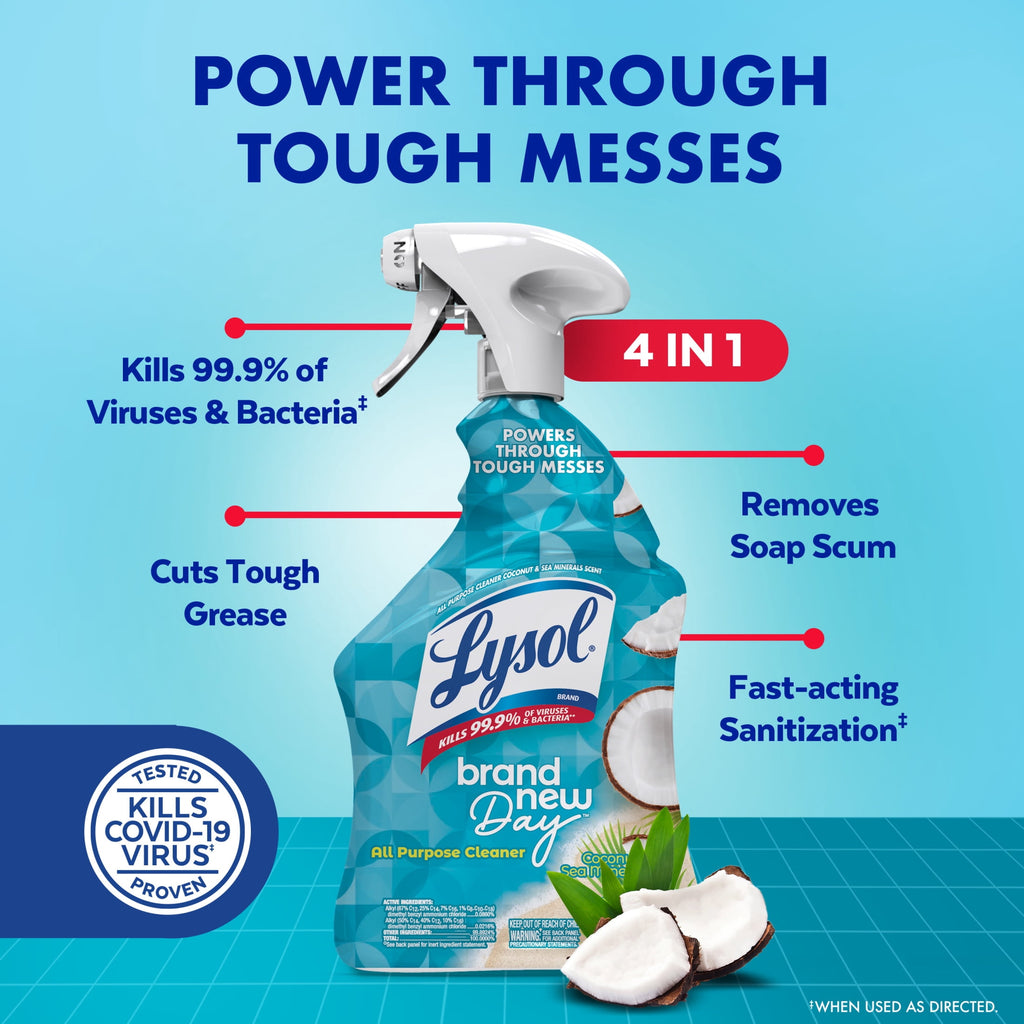Lysol All-Purpose Cleaner Sanitizing Disinfecting Spray Coconut & Sea Minerals Scent 32 fl oz