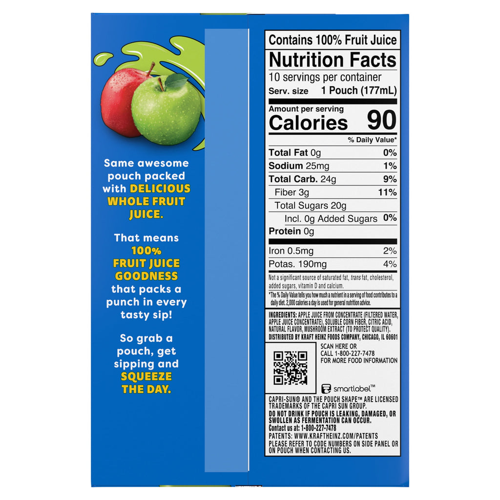 Capri Sun 100% Apple Juice From Concentrate Pulp-Free 6 fl oz 10 Pack
