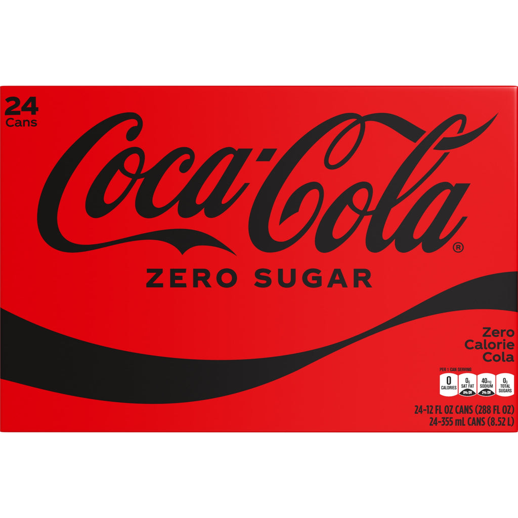 Zero Sugar Soda Pop Cans 12 Fl Oz 24 Pack Coca-Cola