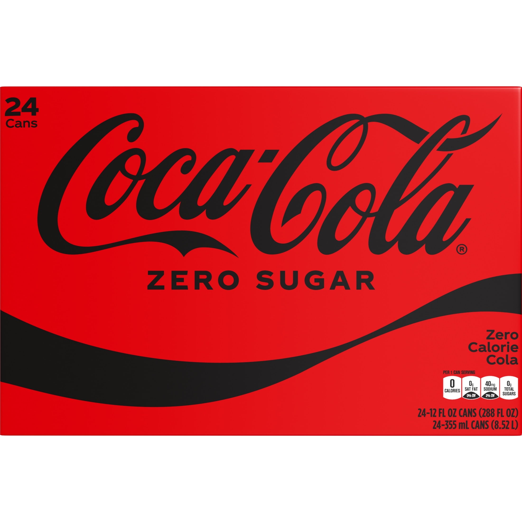 Zero Sugar Soda Pop Cans 12 Fl Oz 24 Pack Coca-Cola