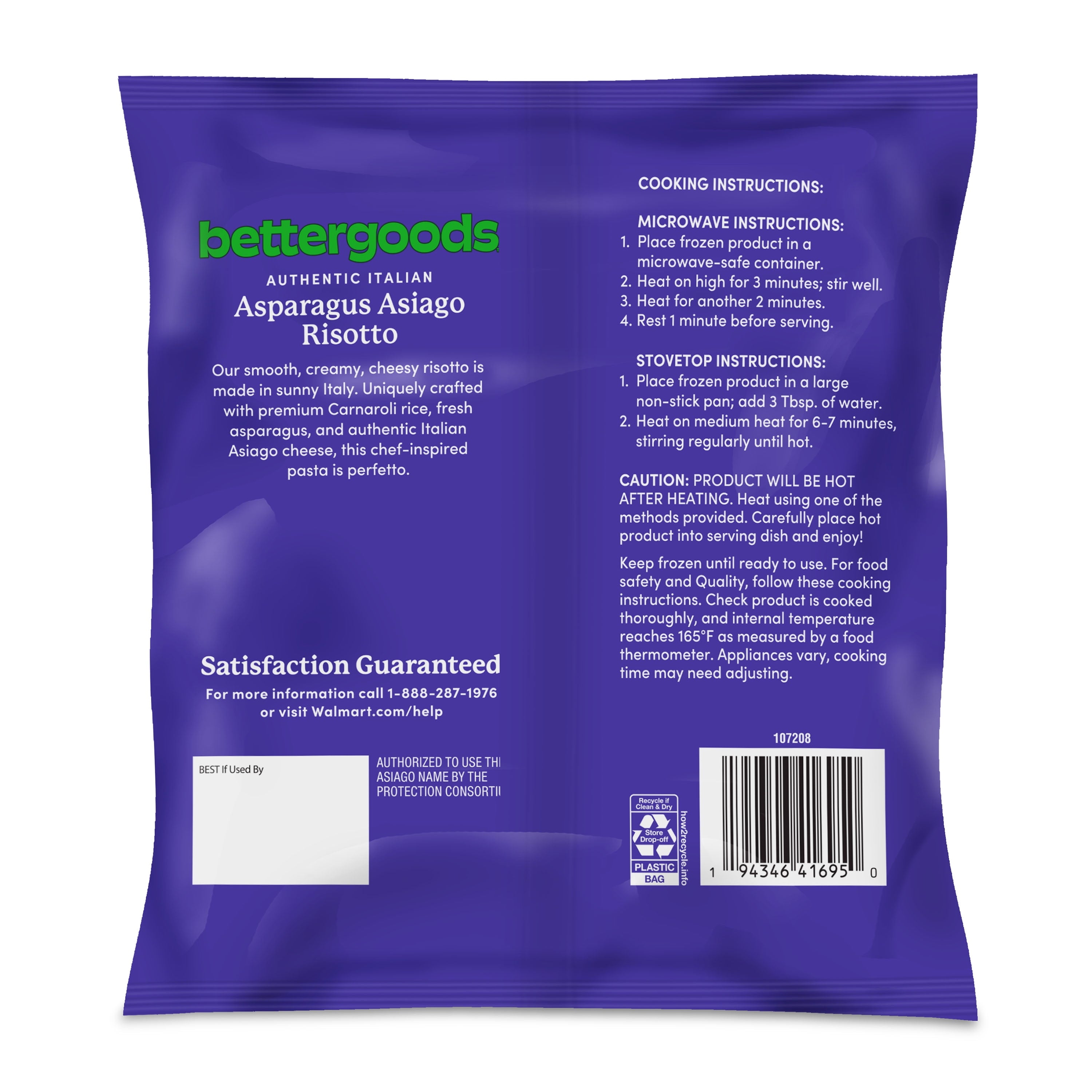 Bettergoods Asparagus Asiago Risotto Frozen Side Dish 16 Oz
