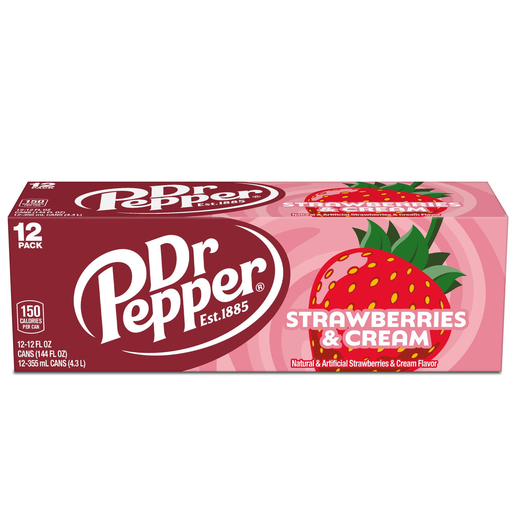 Strawberries and Cream Soda Pop Cans 12 Fl Oz 12 Pack Dr. Pepper