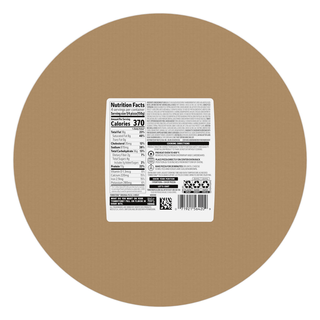 Tombstone Four Meat Original Thin Crust Frozen Pizza 21.1 Oz