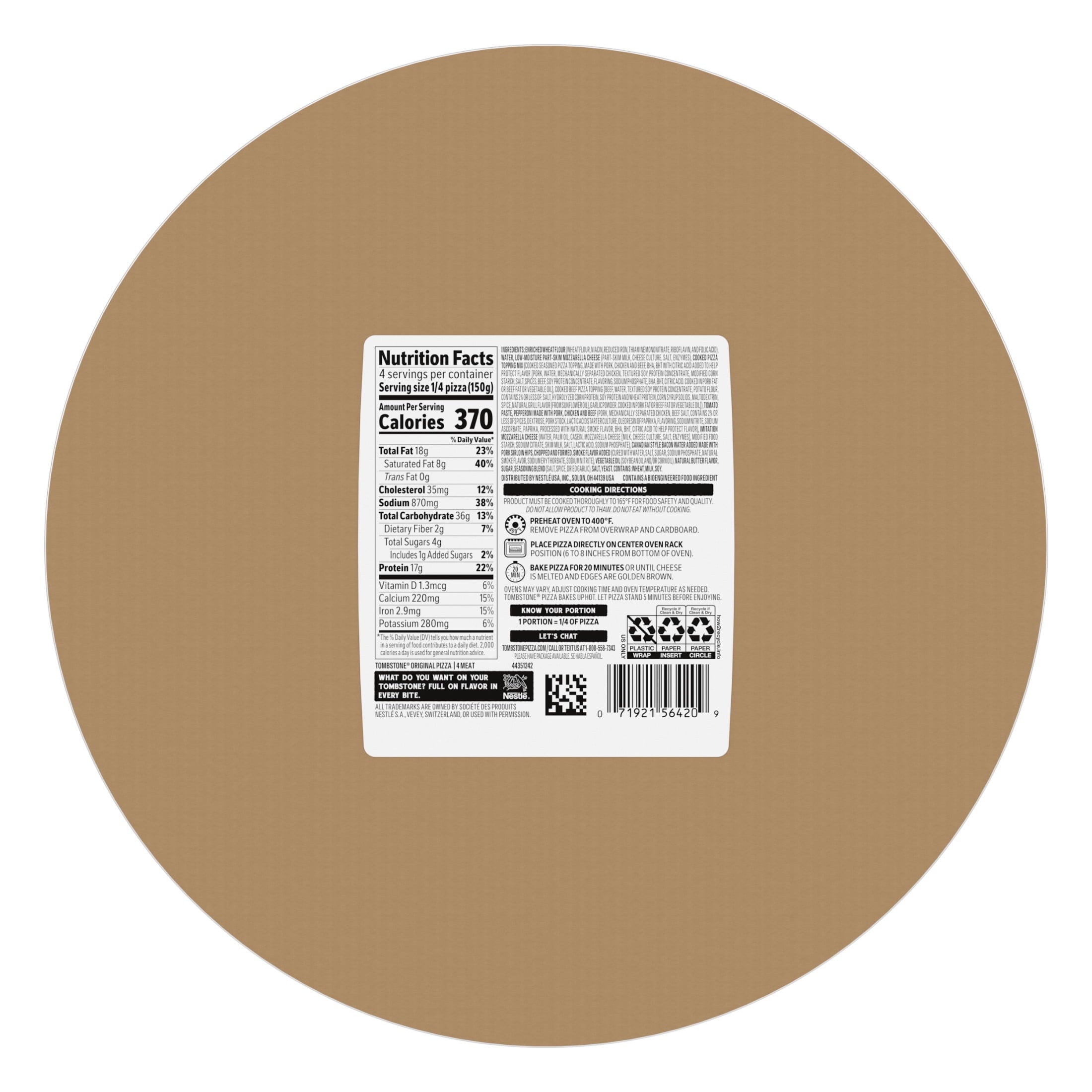Tombstone Four Meat Original Thin Crust Frozen Pizza 21.1 Oz