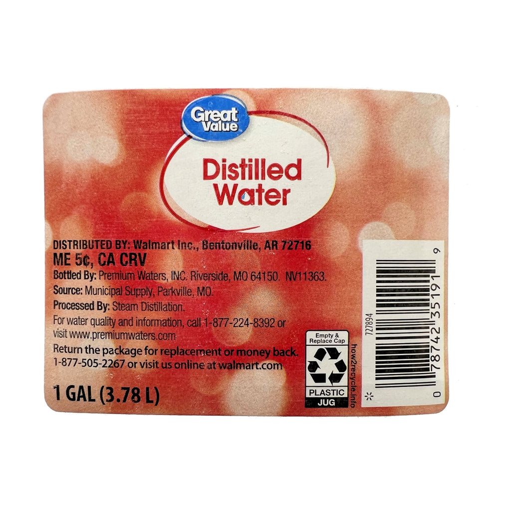 Great Value Distilled Water 1 gal Single Jug