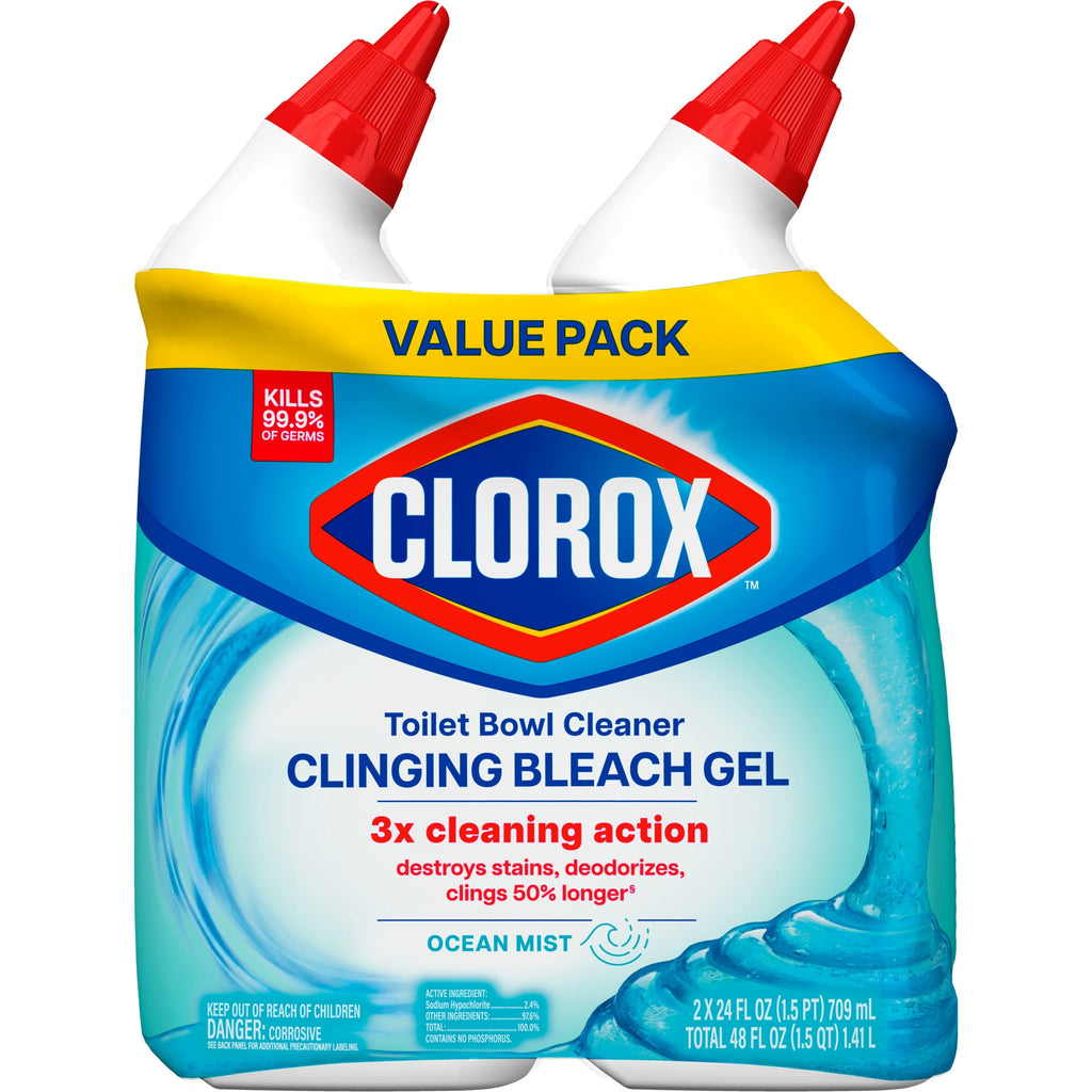 Clorox Toilet Bowl Cleaner Clinging Bleach Gel Ocean Mist 24 fl oz