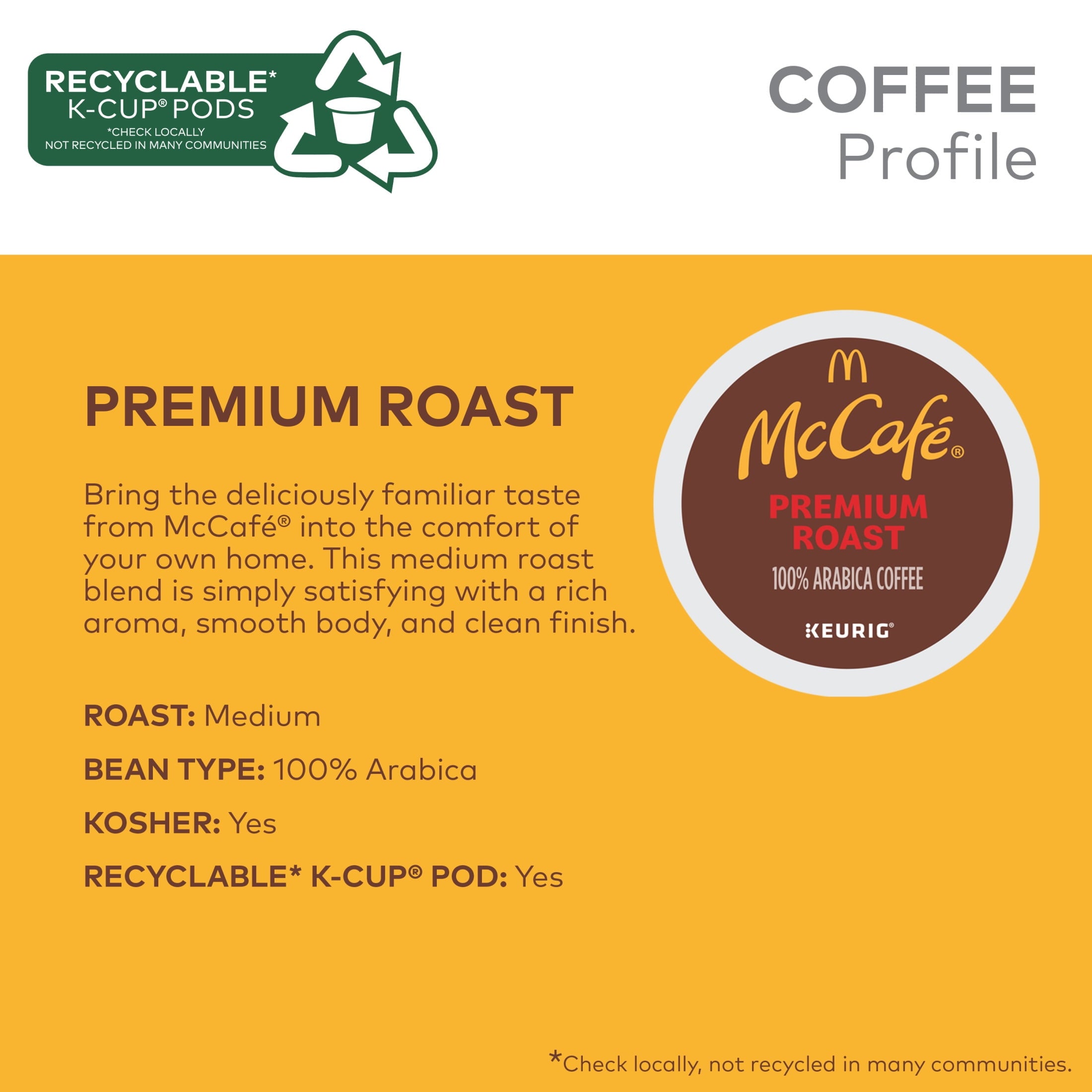 McCafé Premium Roast Naturally Caffeinated Medium Roast Coffee Keurig K-Cup Pods 24 Count Box