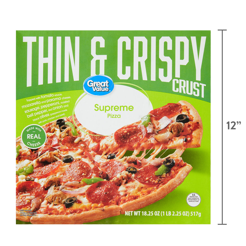 Great Value Thin Crust Supreme Frozen Pizza 18.25 Oz