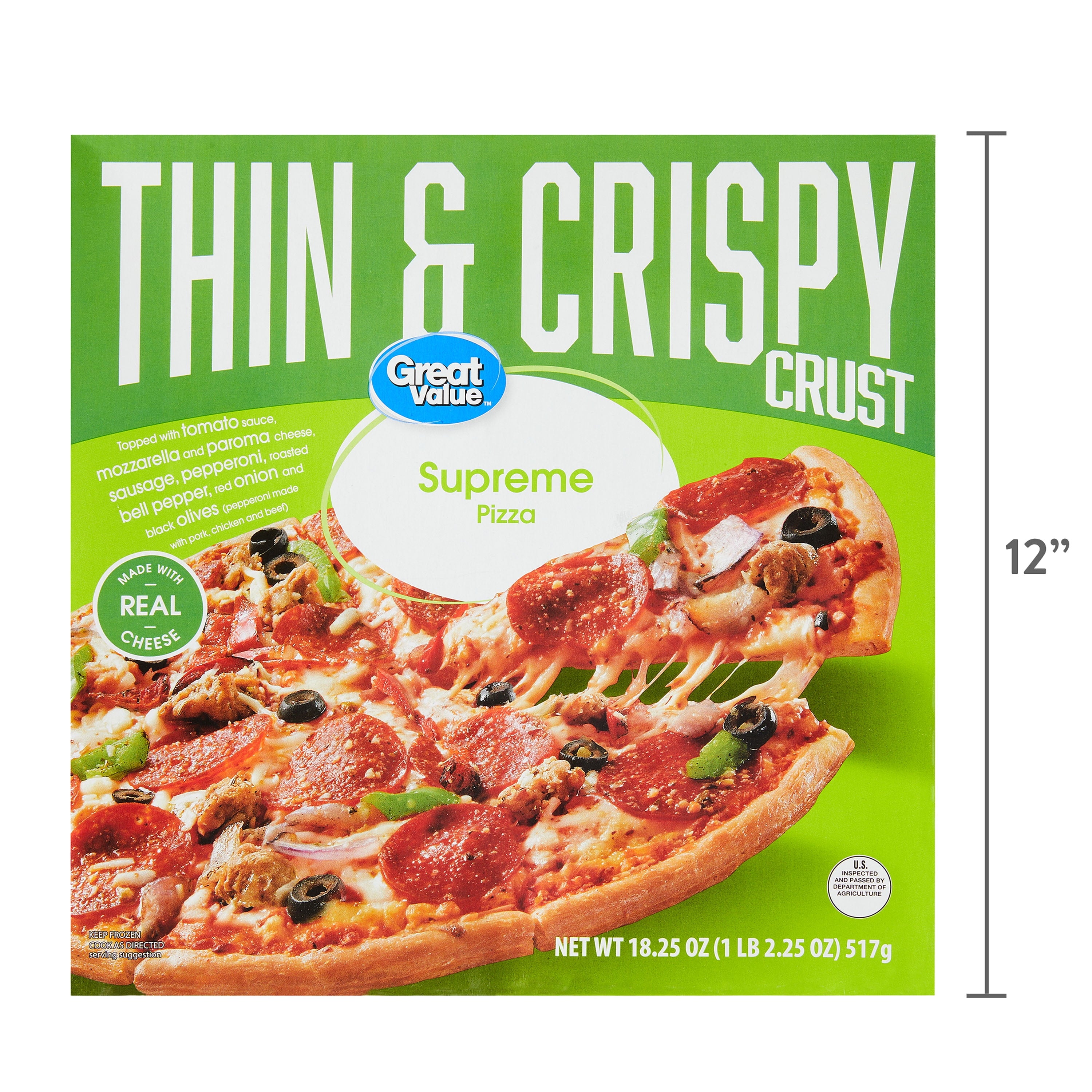 Great Value Thin Crust Supreme Frozen Pizza 18.25 Oz