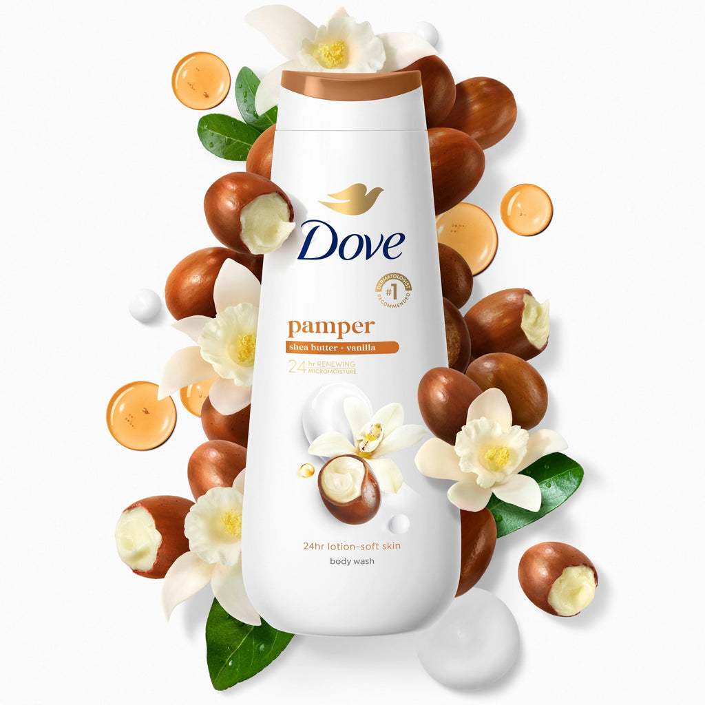 Dove Pampering Shea Butter & Vanilla Body Wash Moisturizing Cleanser 20 fl oz
