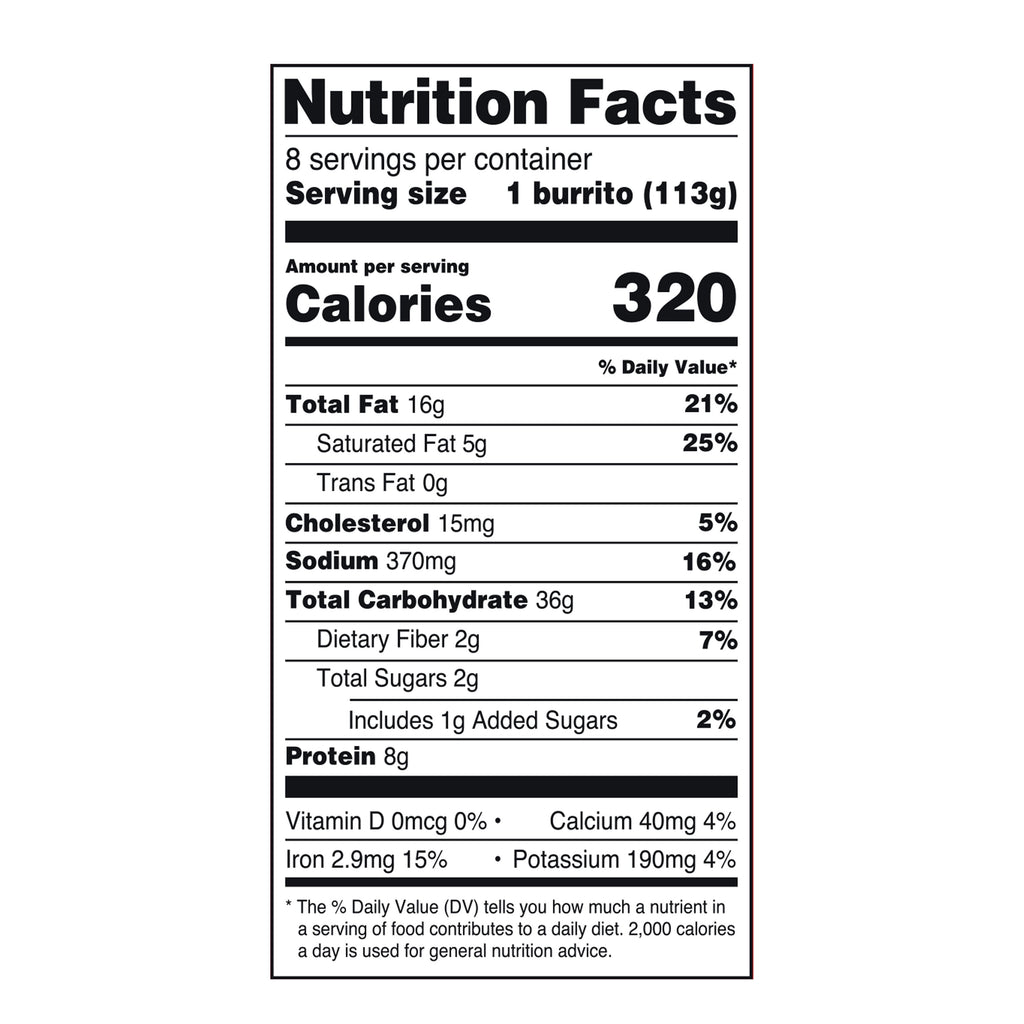 Great Value Beef & Bean Burritos Frozen 8 Count 32 Oz