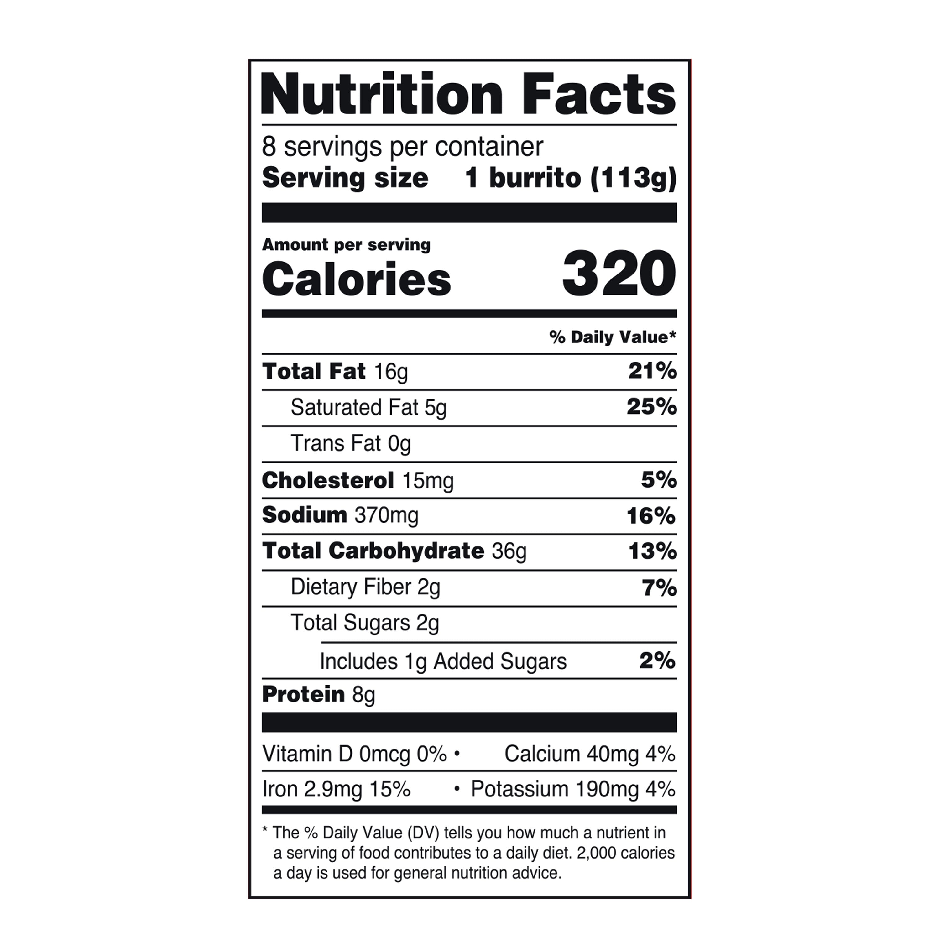 Great Value Beef & Bean Burritos Frozen 8 Count 32 Oz