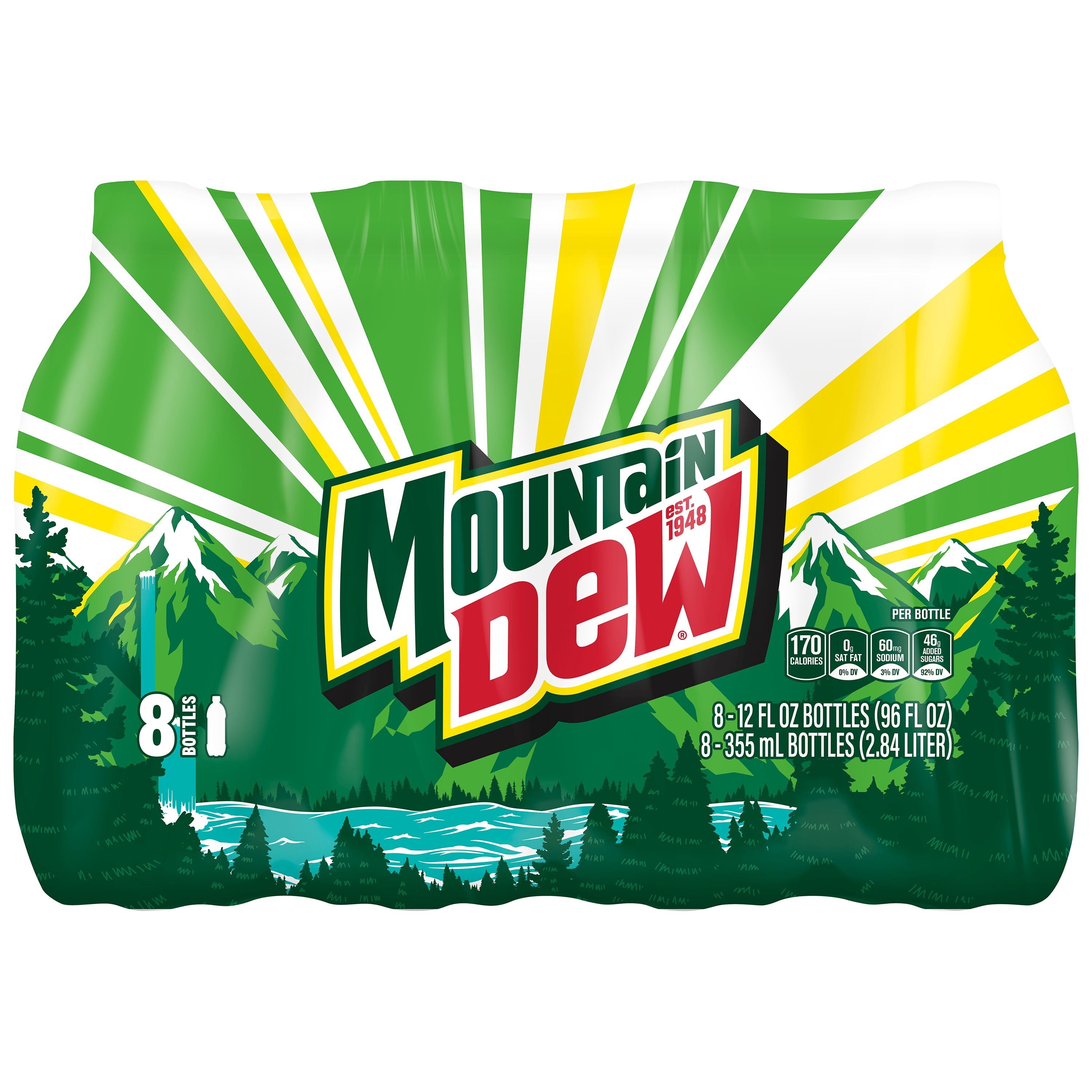 Mountain Dew Citrus Soda Pop Bottles 12 Fl Oz 8 Pack