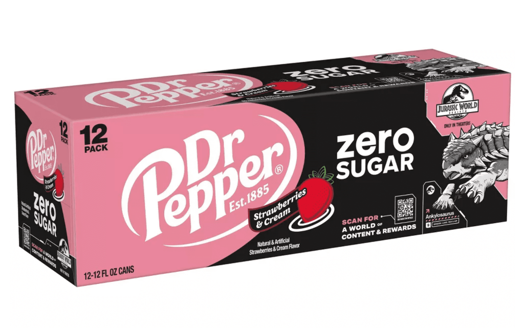 Dr Pepper Zero Sugar Strawberries and Cream Soda Pop Cans 12 Fl Oz 12 Pack