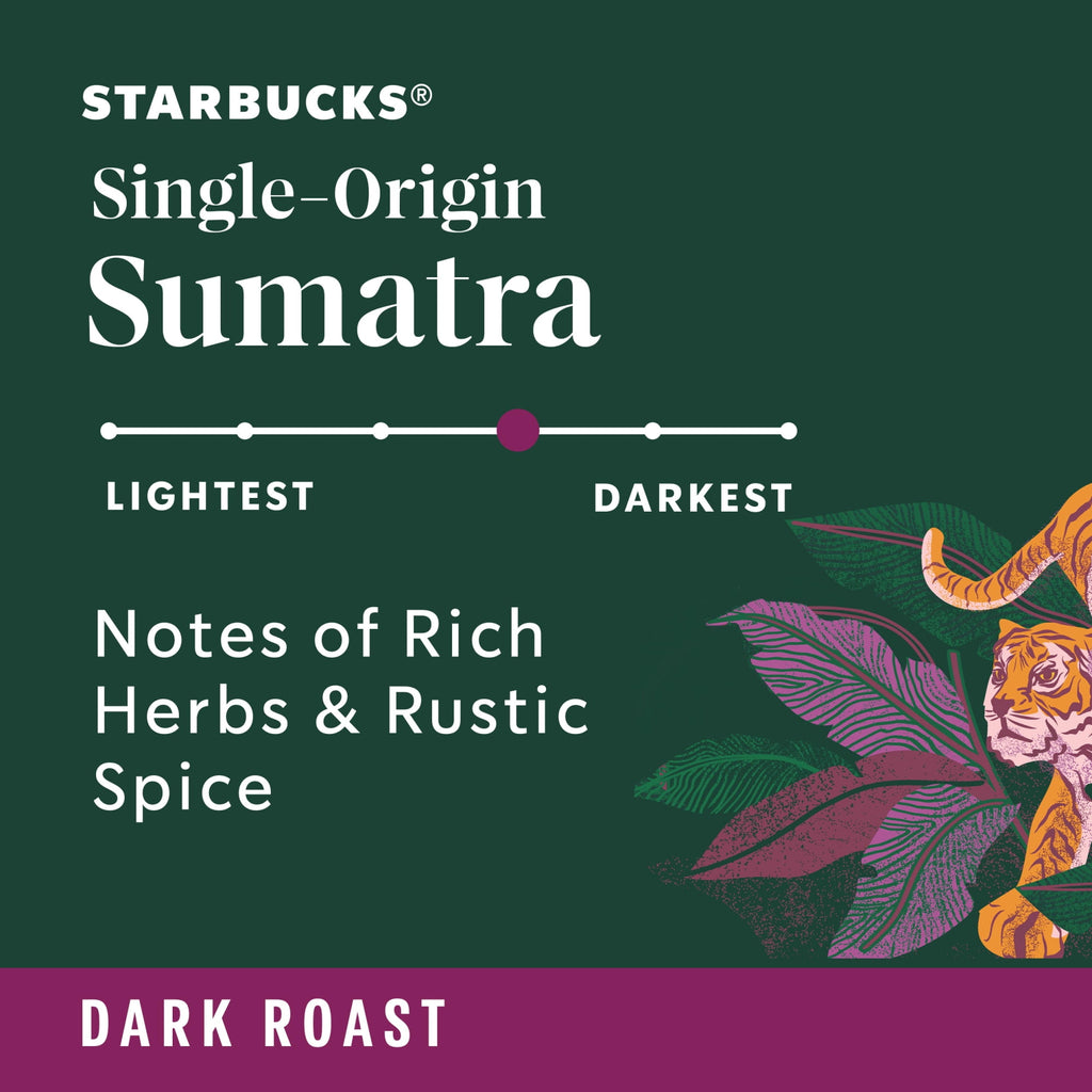 Starbucks at Home Sumatra Naturally Caffeinated Dark Roast Ground Coffee 18 oz Bag