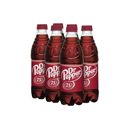 Dr Pepper Soda Pop Bottles 16.9 Fl Oz 6 Pack