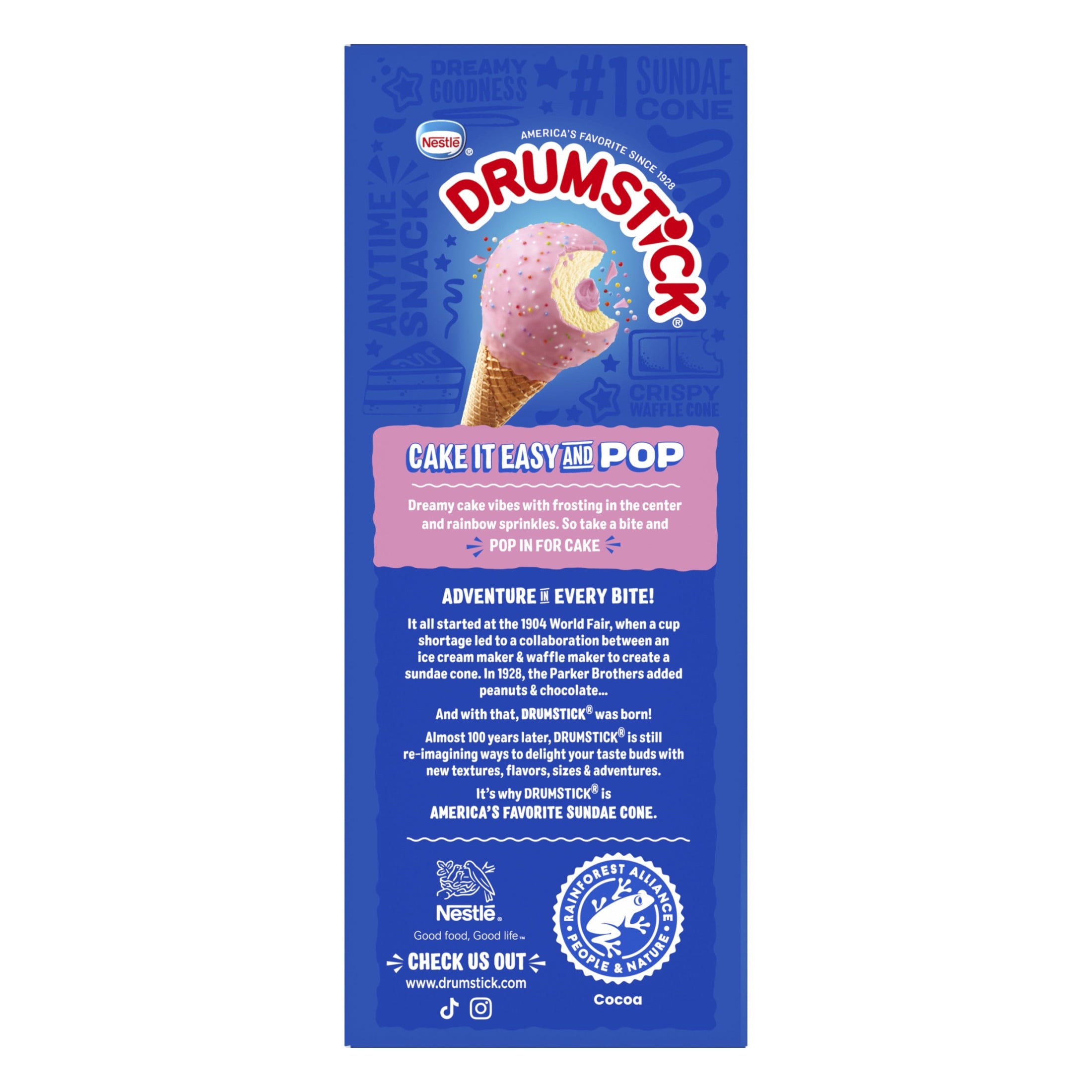 Drumstick Cake Pop Ice Cream Cones 18.4 Oz 4 Count Box