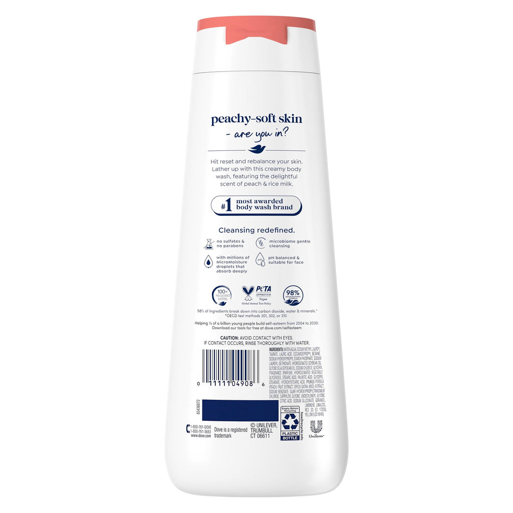 Dove Rebalance Body Wash White Peach & Rice Milk Moisturizing Cleanser 20 fl oz