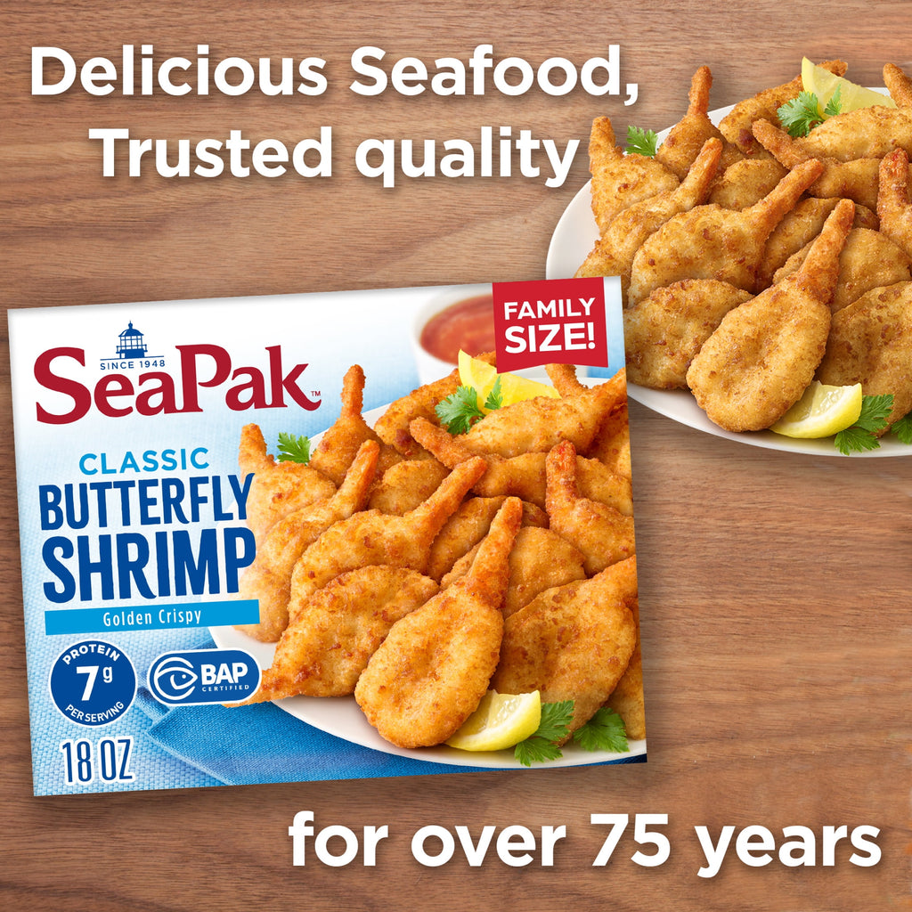 SeaPak Crispy Breaded Butterfly Shrimp Frozen 18 Oz 36 Count