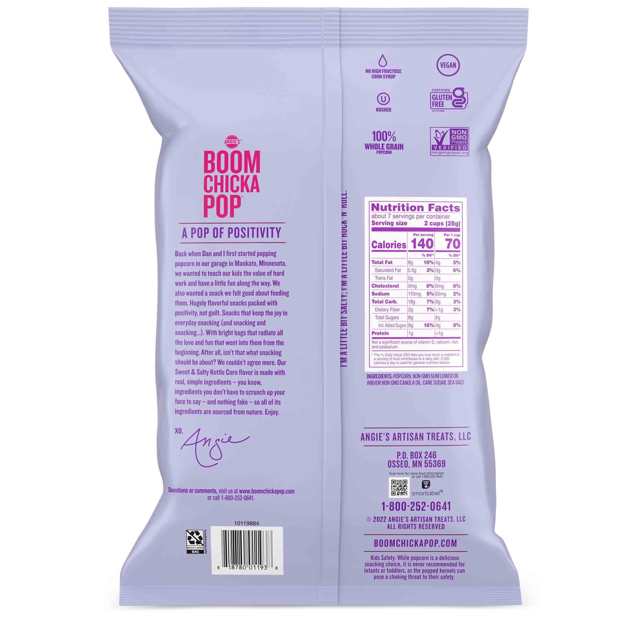 Sweet & Salty Kettle Corn Popcorn 7 Oz 1 Count Angie's BOOMCHICKAPOP